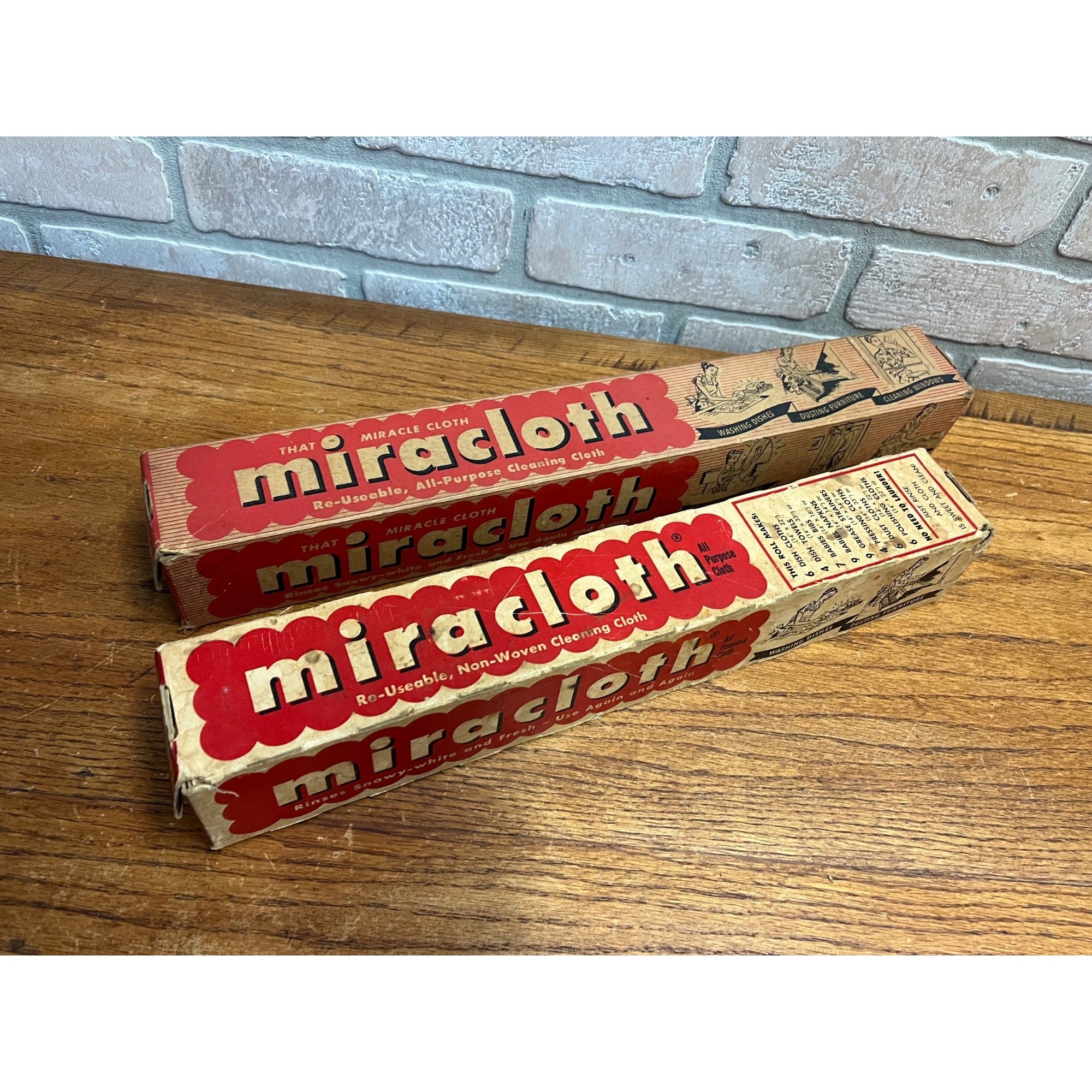 Vintage 1950s Lot (2) Miracloth Miracle Cleaning Reusable Cloth Original Boxes