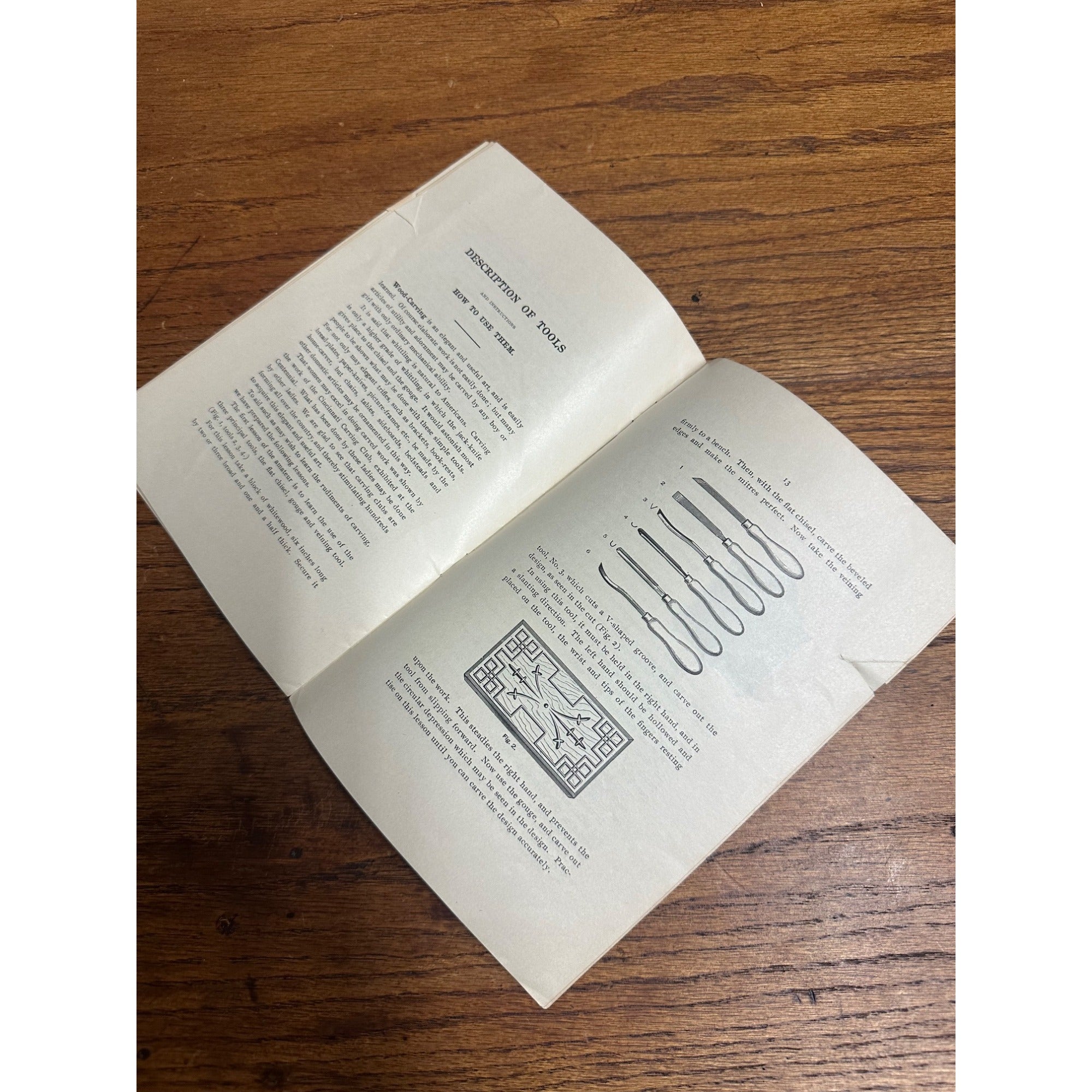 Vintage 1900s Manual of Fret-Sawing & Wood Carving Tool Carpentry Guide Booklet