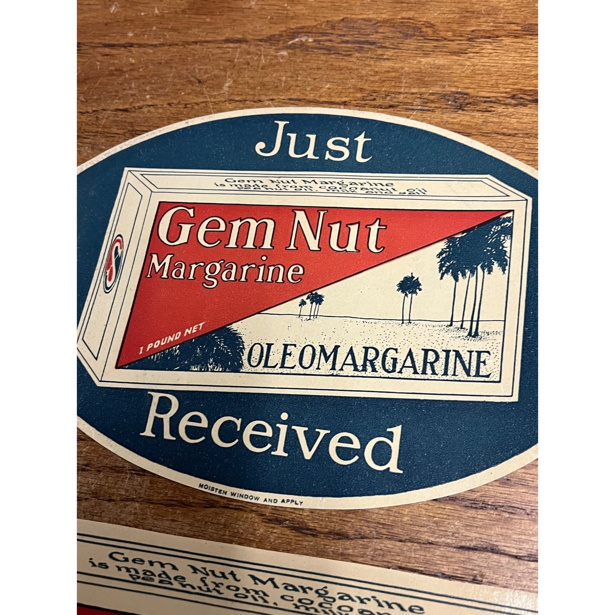 Vintage 1920s Gem Nut Margarine General Store Advertising Window Signs Paper