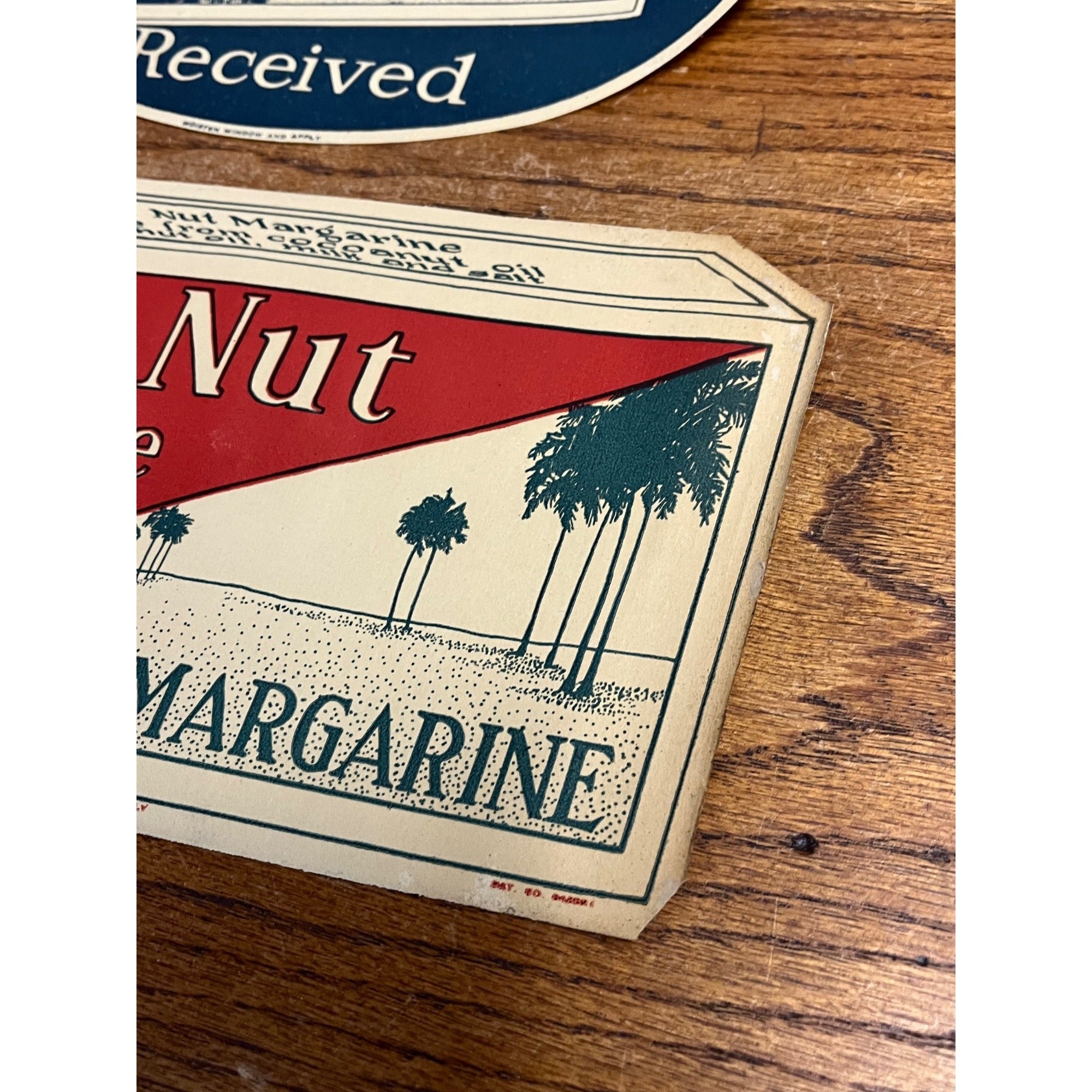 Vintage 1920s Gem Nut Margarine General Store Advertising Window Signs Paper