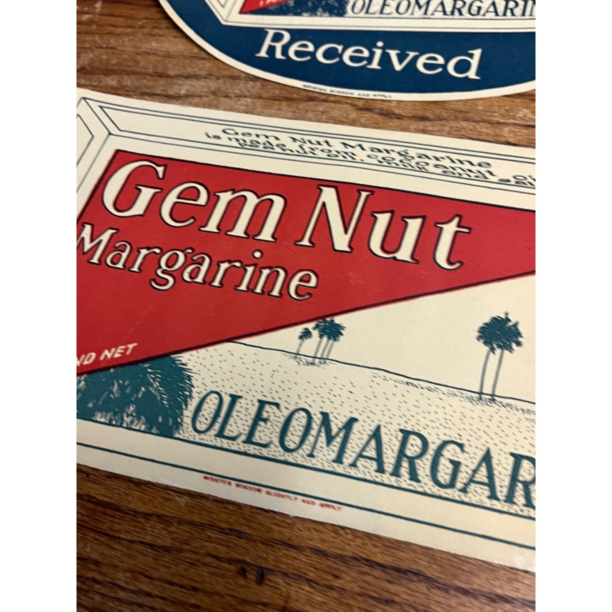 Vintage 1920s Gem Nut Margarine General Store Advertising Window Signs Paper