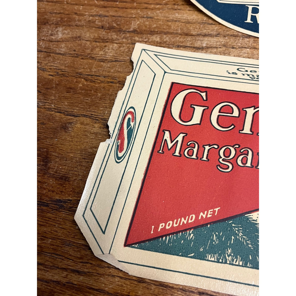 Vintage 1920s Gem Nut Margarine General Store Advertising Window Signs Paper