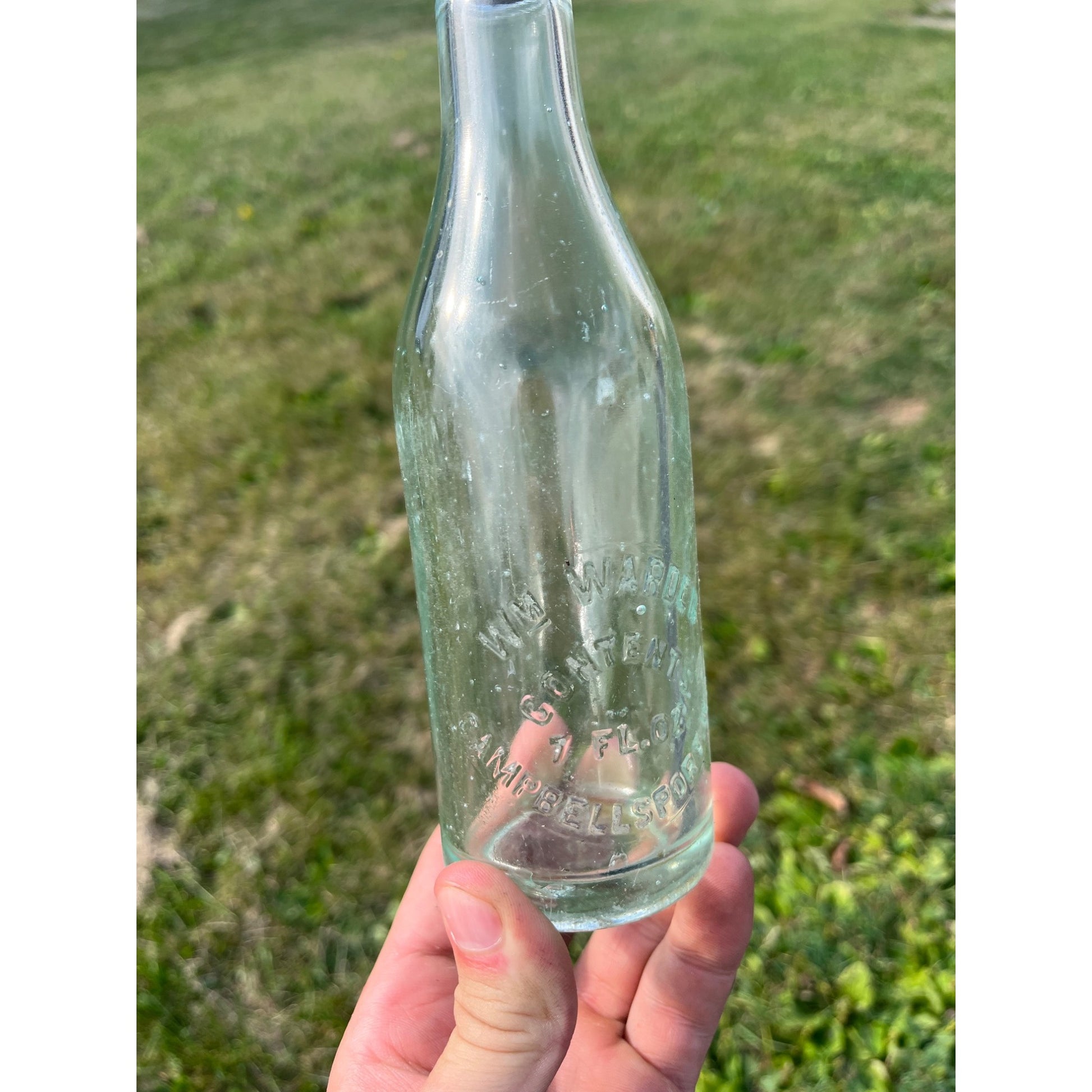 Vintage Wm. Warden Embossed Soda Bottle 7oz Campbellsport Wisconsin Wis WI