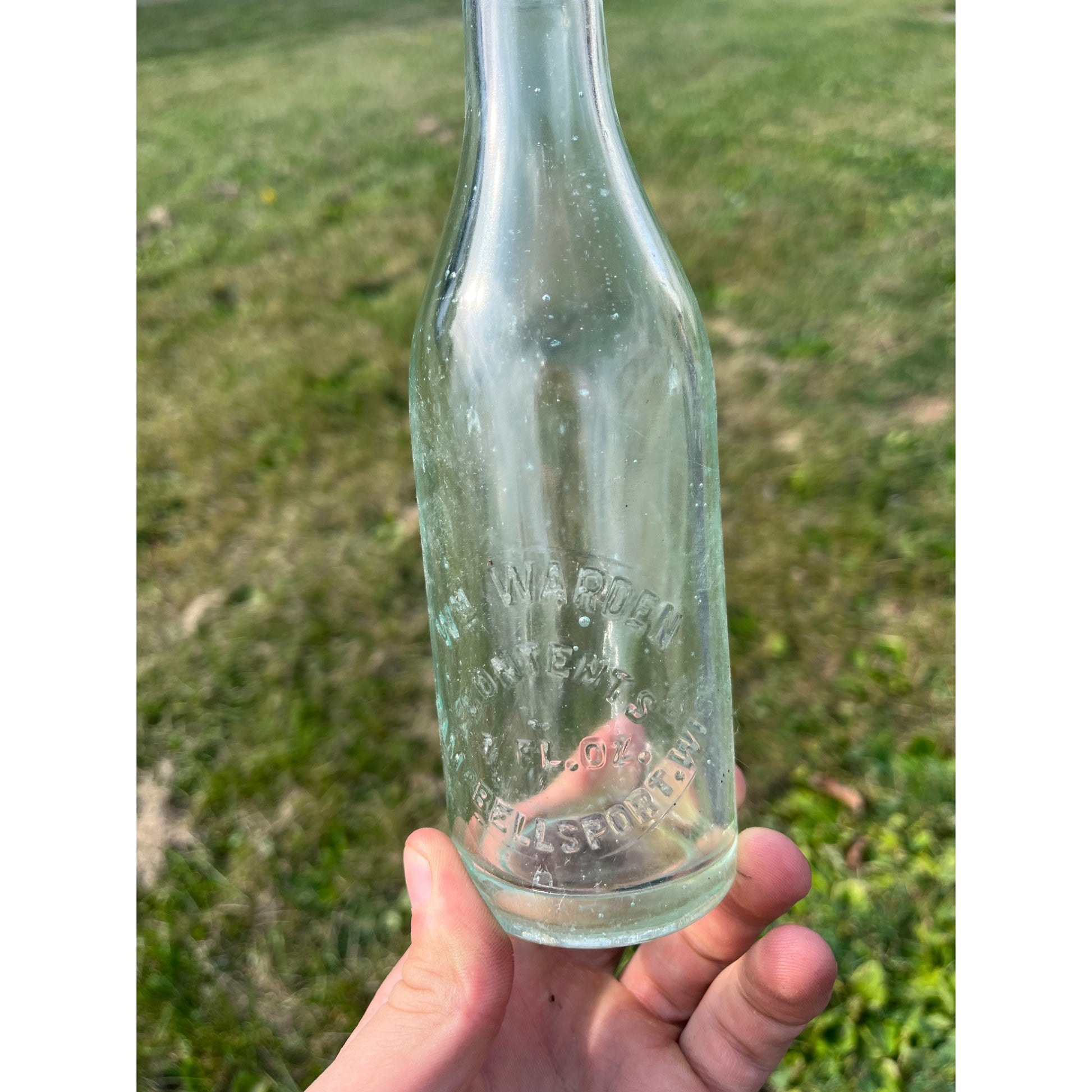 Vintage Wm. Warden Embossed Soda Bottle 7oz Campbellsport Wisconsin Wis WI
