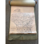 RARE Antique c1915 Wisconsin County Plat Map Hanging Commercial Use