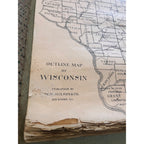 RARE Antique c1915 Wisconsin County Plat Map Hanging Commercial Use