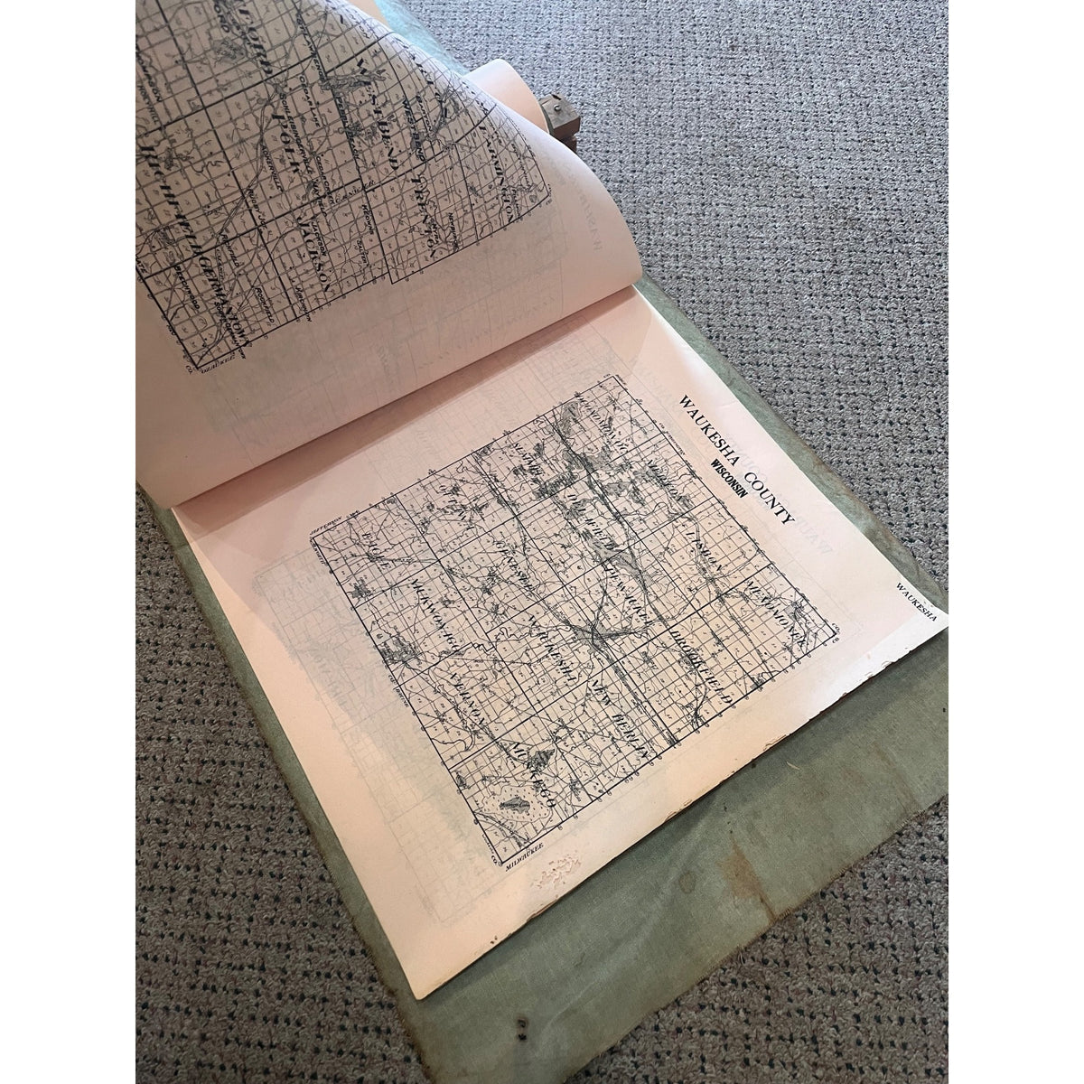RARE Antique c1915 Wisconsin County Plat Map Hanging Commercial Use