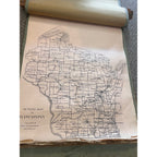 RARE Antique c1915 Wisconsin County Plat Map Hanging Commercial Use