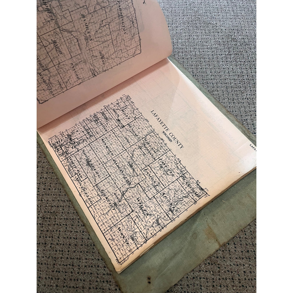 RARE Antique c1915 Wisconsin County Plat Map Hanging Commercial Use