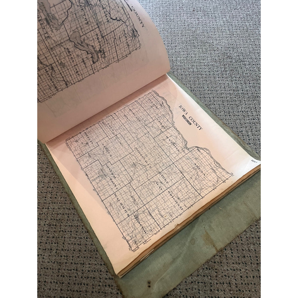 RARE Antique c1915 Wisconsin County Plat Map Hanging Commercial Use