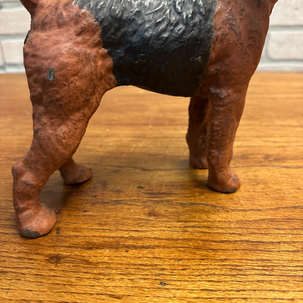 Antique Cast Iron Dog Doorstop Wire Haired Airedale Fox Terrier 8" Hubley