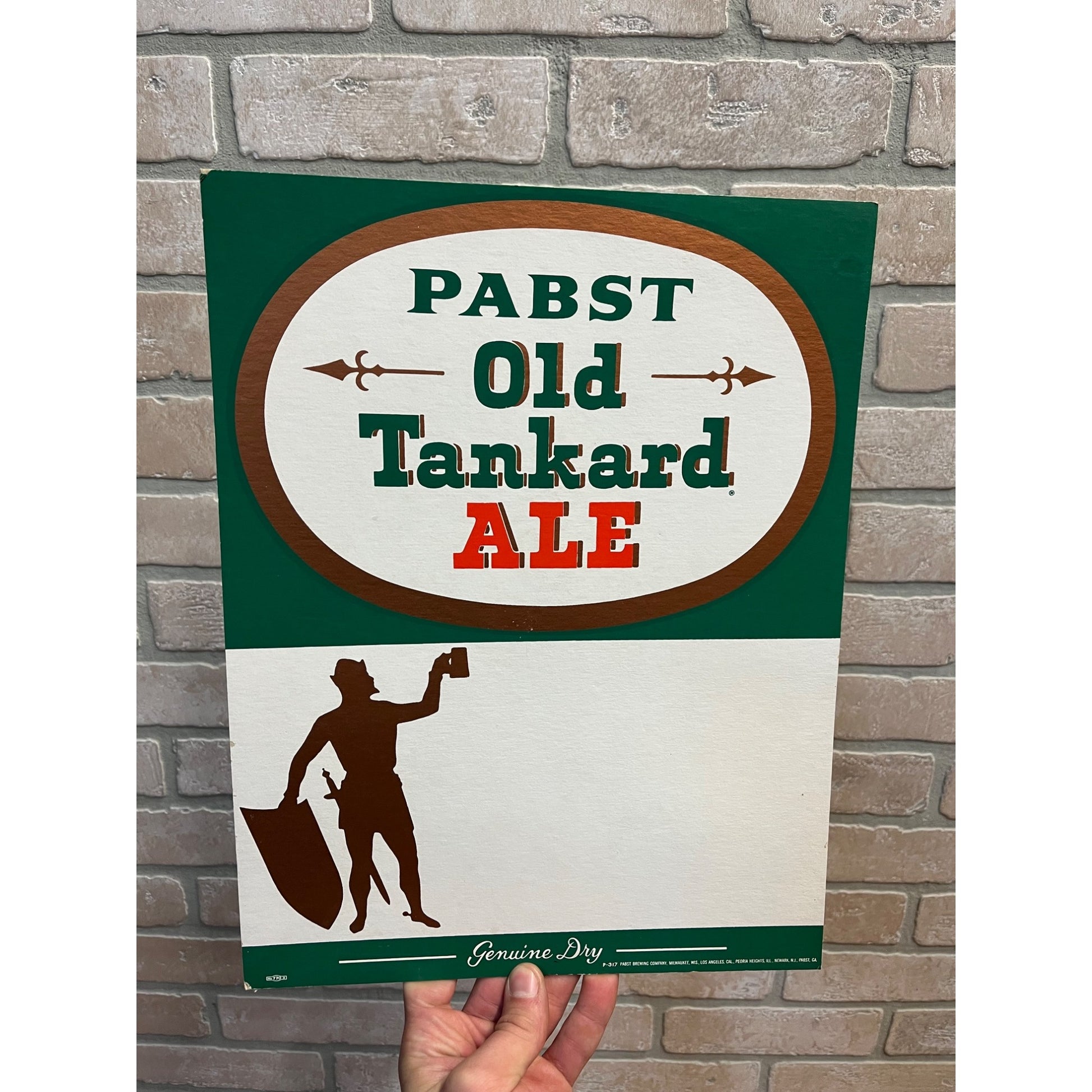 Vintage Pabst Old Tankard Ale Advertising Bar Backbar Easelback Sign Milwaukee