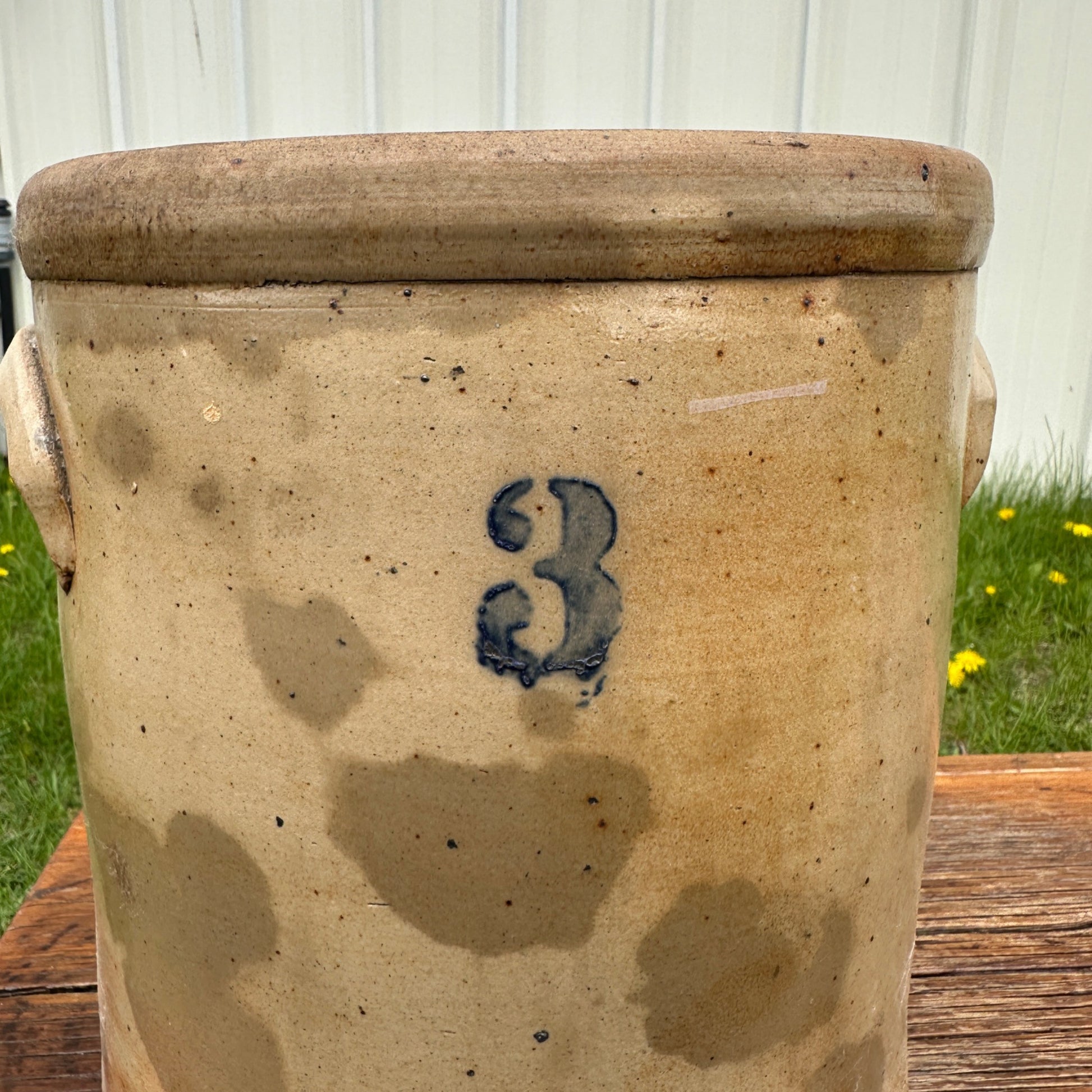 Antique 3 Gallon L.M. Pierron Milwaukee Stoneware Crock Salt Glaze