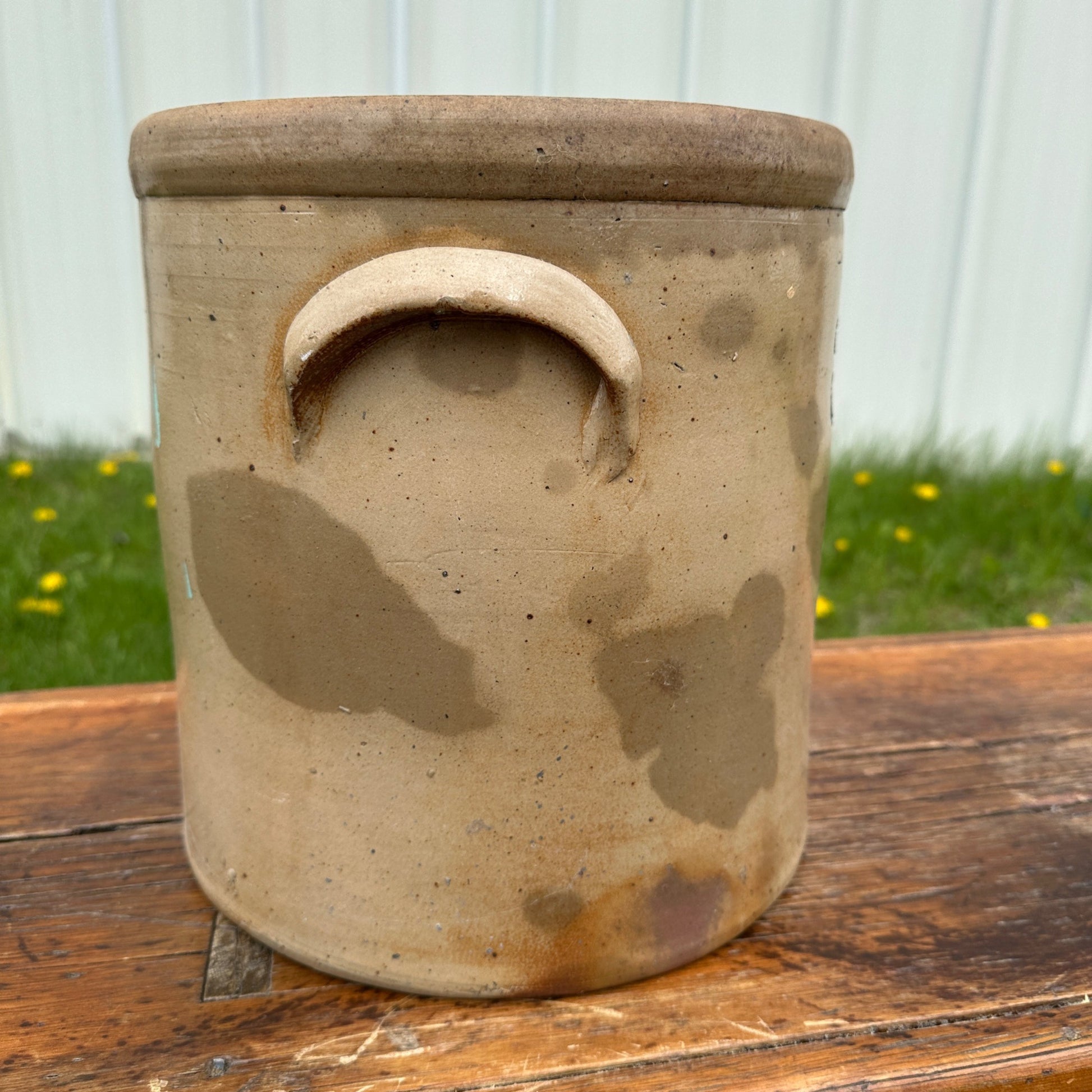 Antique 3 Gallon L.M. Pierron Milwaukee Stoneware Crock Salt Glaze