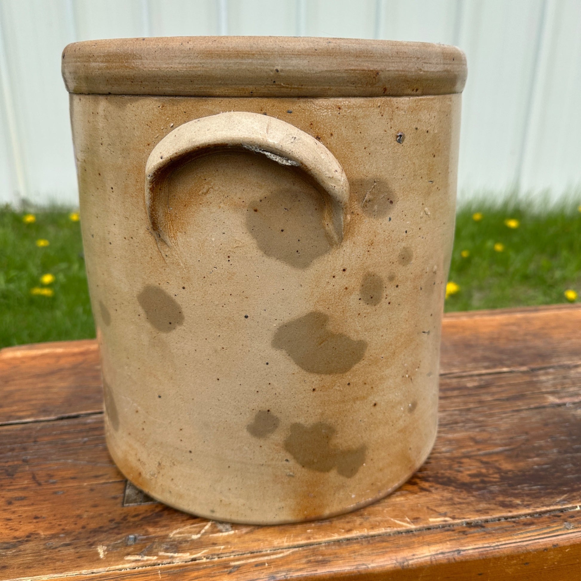Antique 3 Gallon L.M. Pierron Milwaukee Stoneware Crock Salt Glaze
