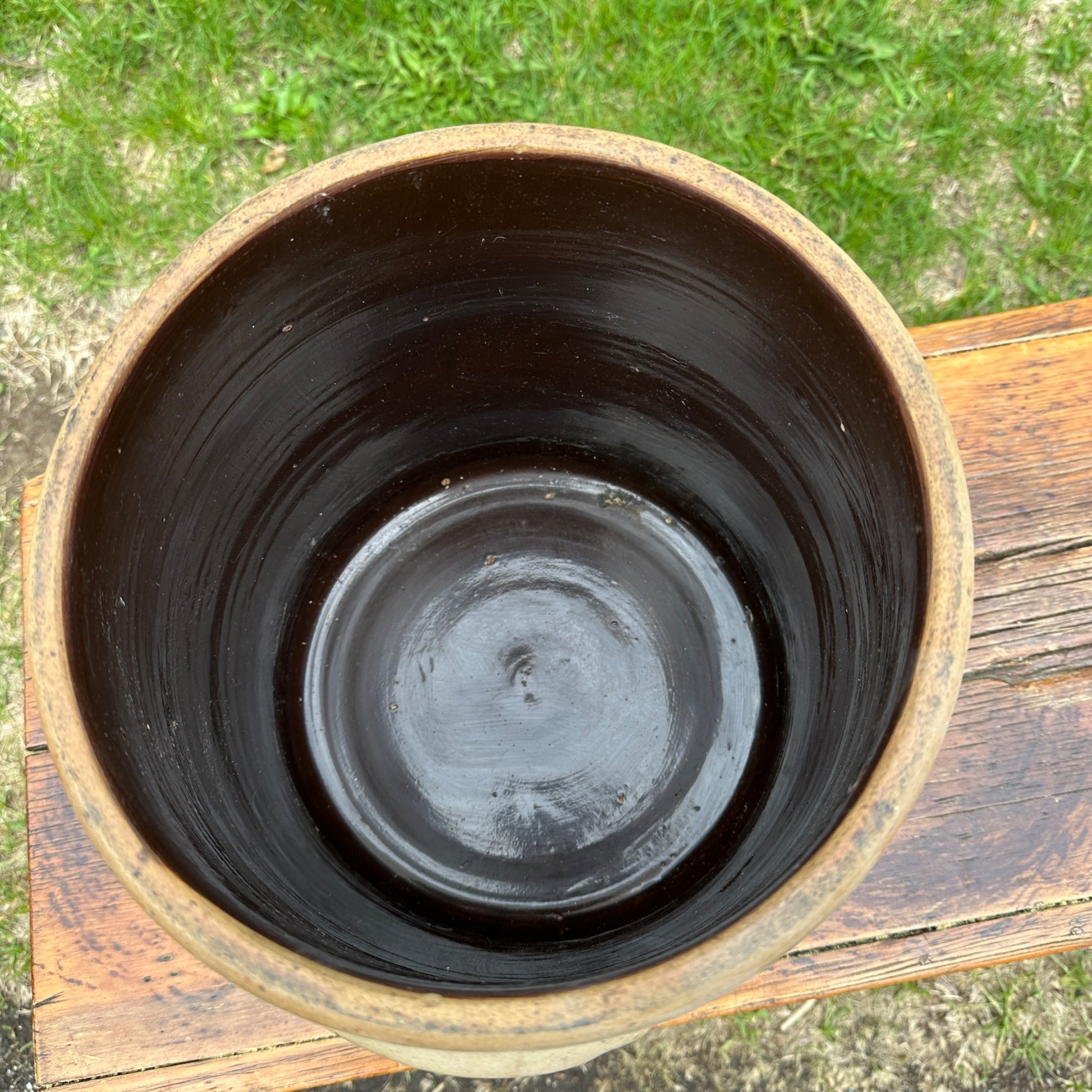 Antique 3 Gallon L.M. Pierron Milwaukee Stoneware Crock Salt Glaze