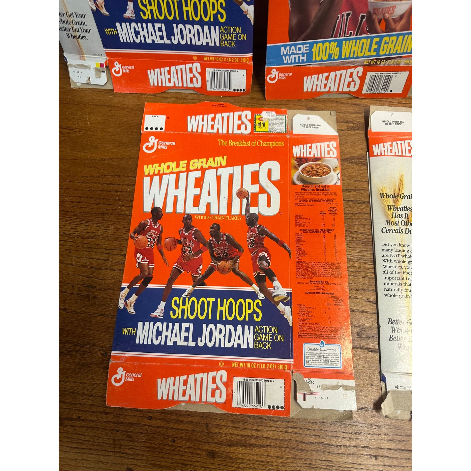 Vintage 1990s Wheaties Michael Jordan Chicago Bulls Empty Boxes Lot (5)