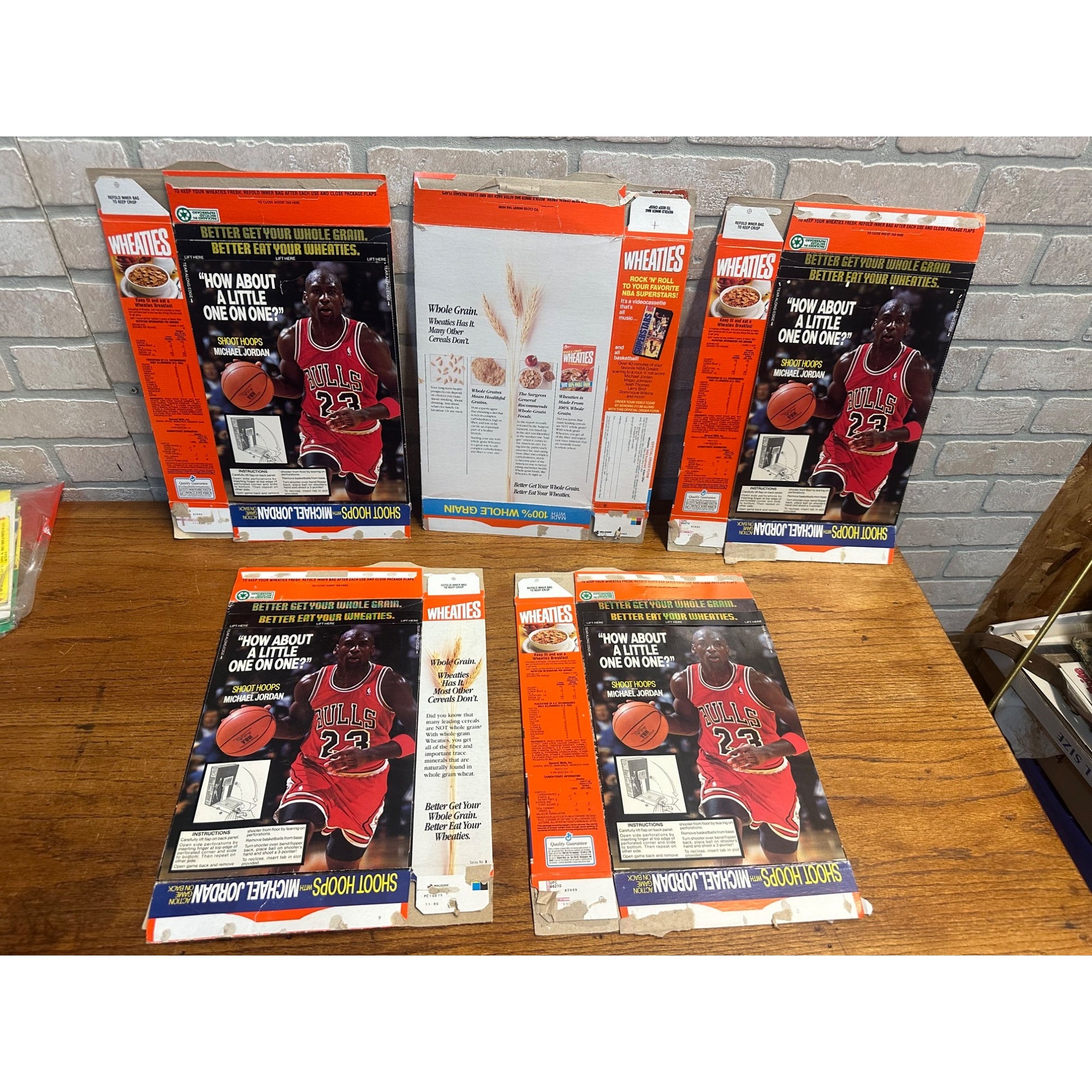 Vintage 1990s Wheaties Michael Jordan Chicago Bulls Empty Boxes Lot (5)