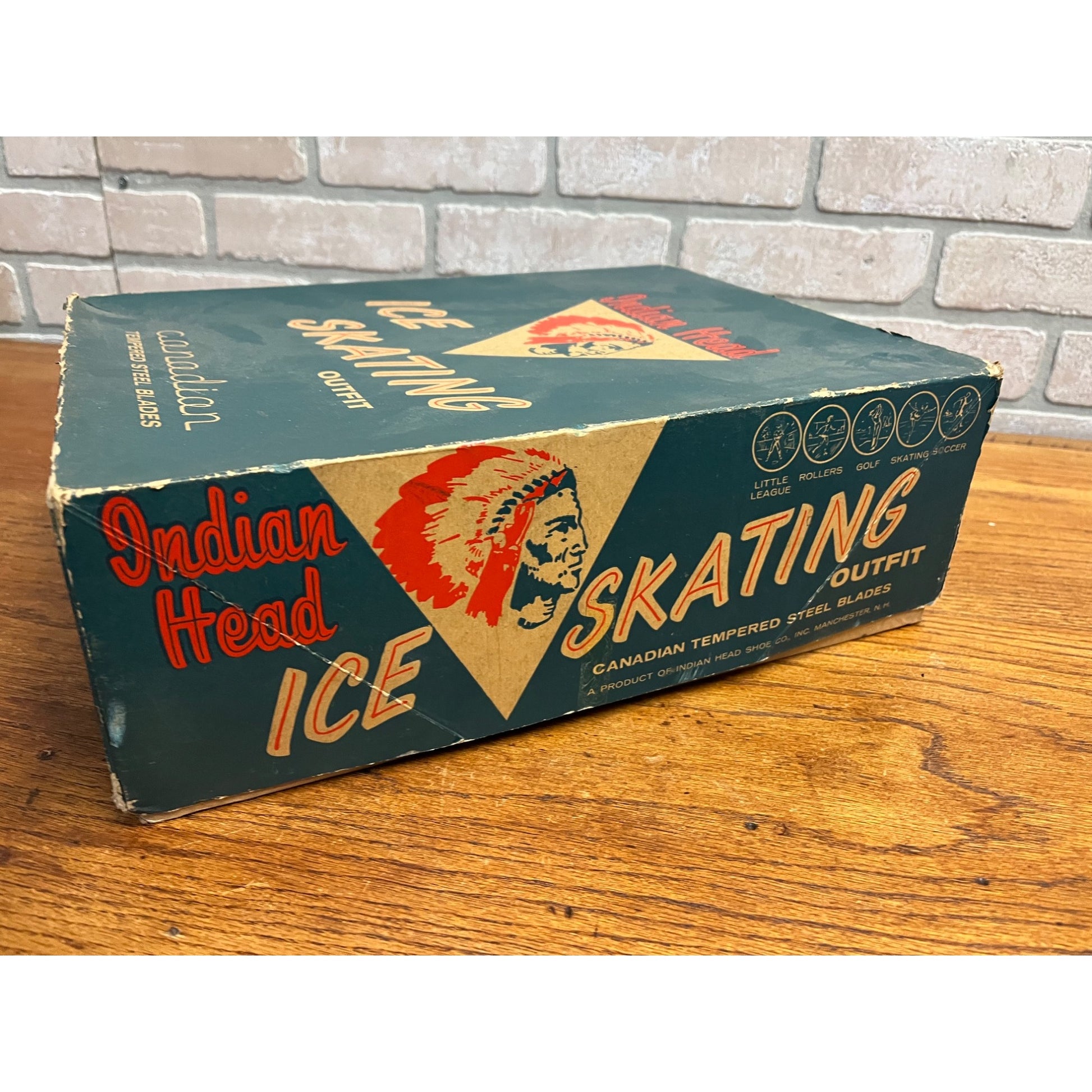 Vintage 1940s Indian Head Women's Ice Skating Outfit Figure Skates Box