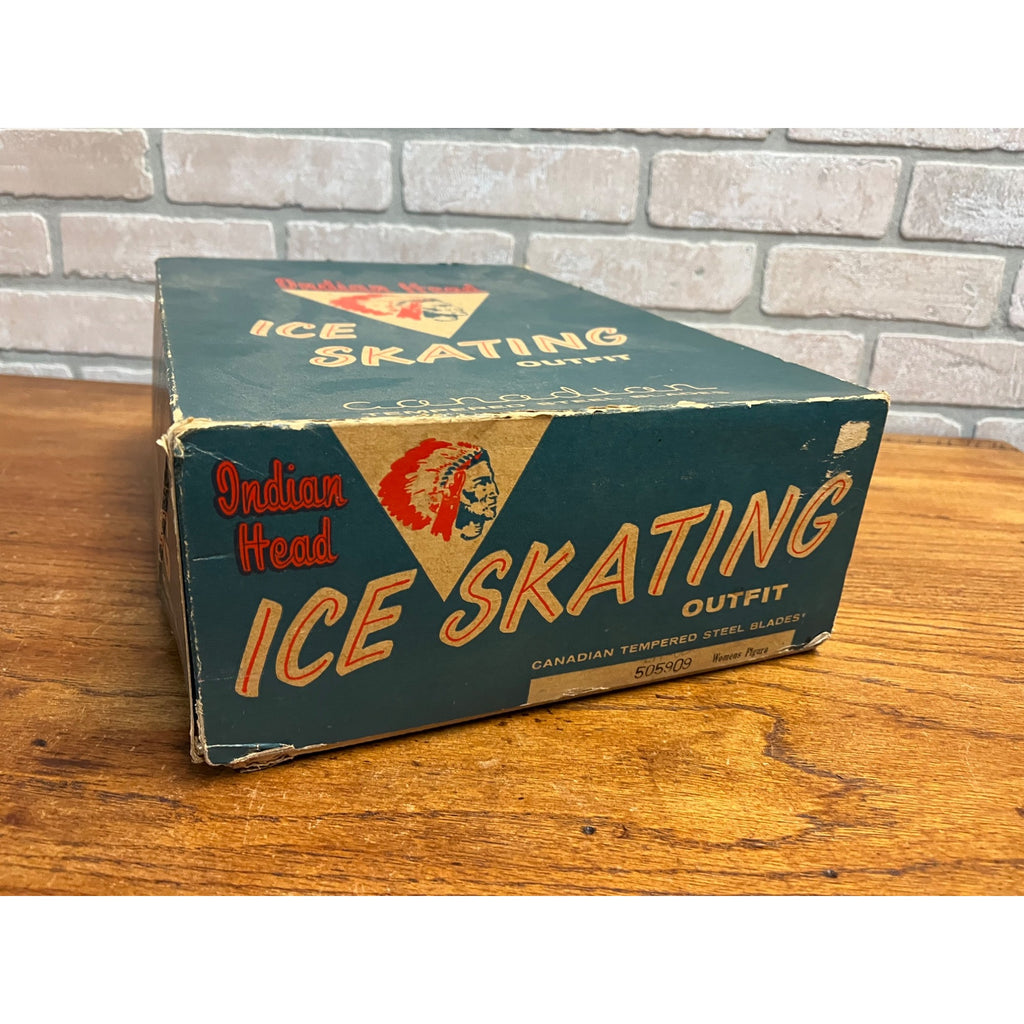 Vintage 1940s Indian Head Women's Ice Skating Outfit Figure Skates Box