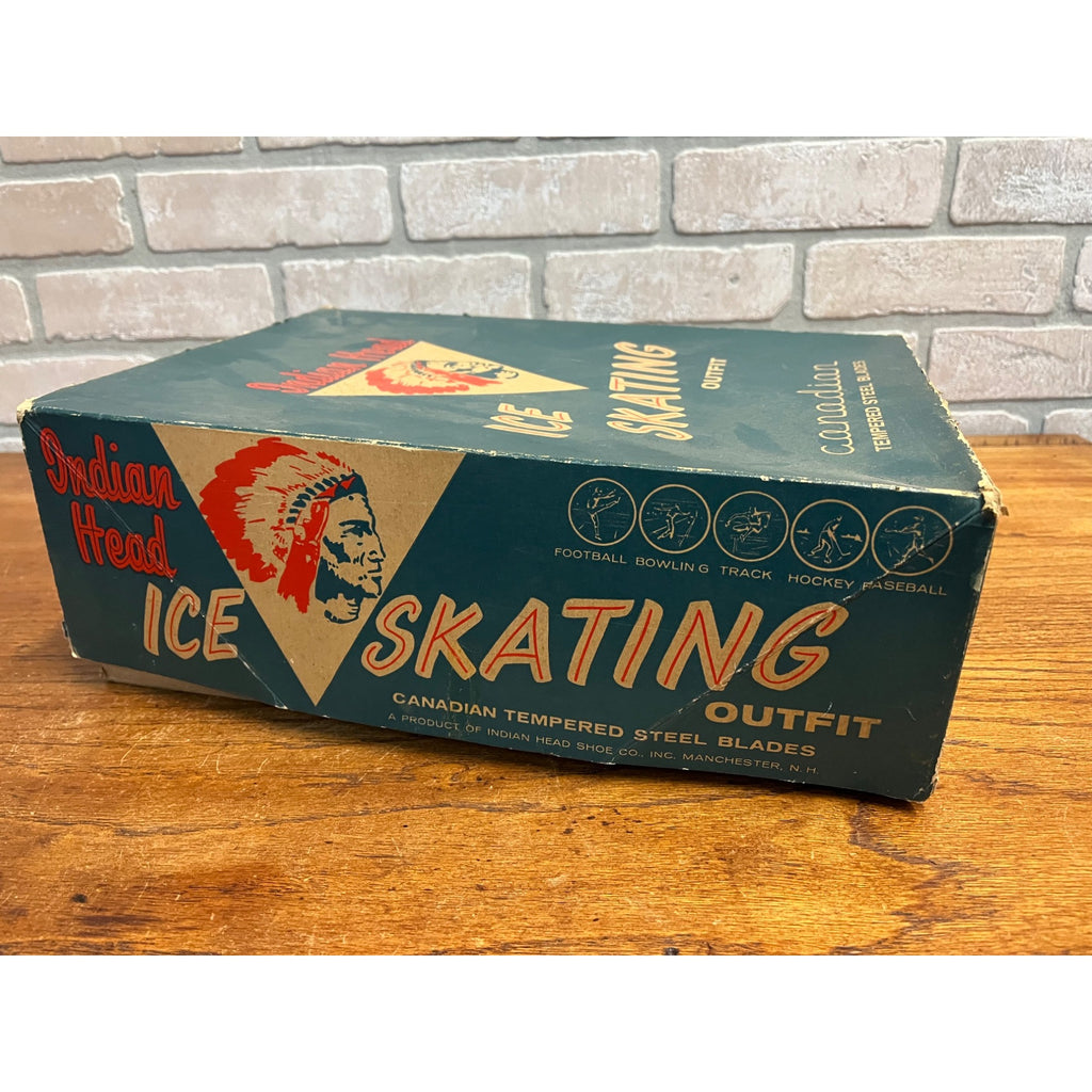 Vintage 1940s Indian Head Women's Ice Skating Outfit Figure Skates Box
