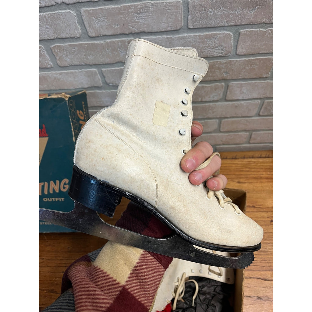 Vintage 1940s Indian Head Women's Ice Skating Outfit Figure Skates Box