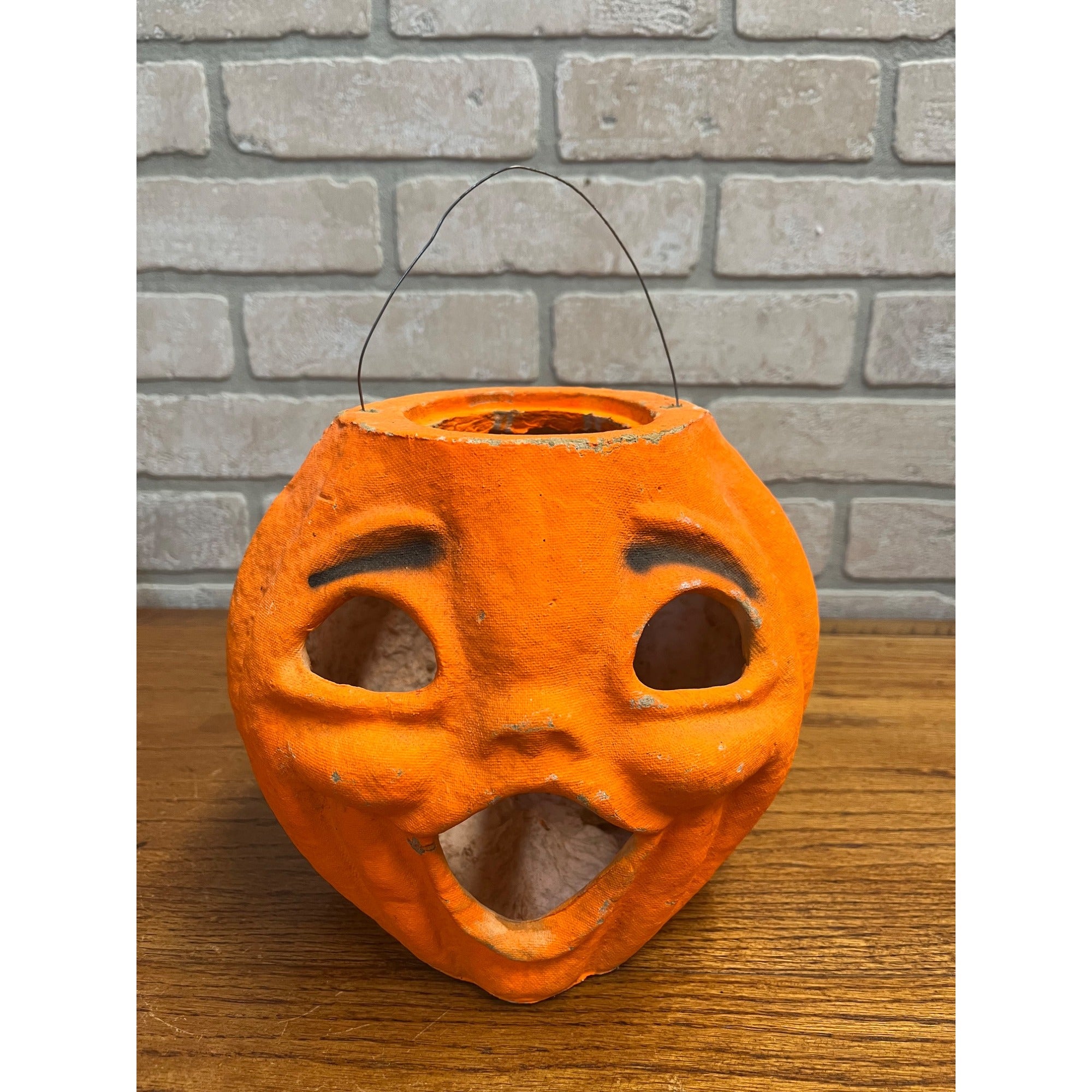 Vintage Halloween LARGE 8" Jack O' Lantern Paper Mache Pulp JOL
