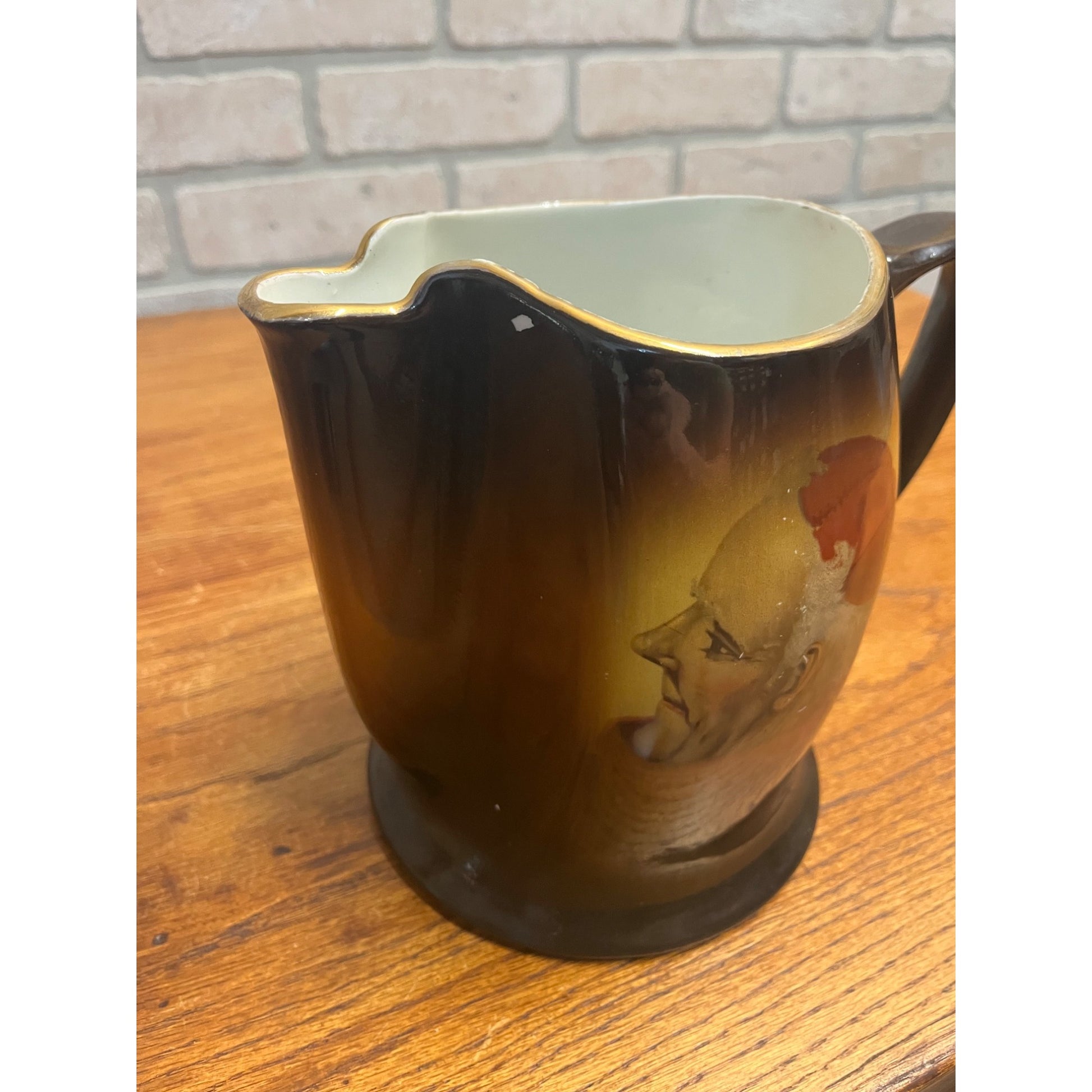 Antique Warwick Ioga Beer Cider Pitcher - Priest Monk Friar 7" Tall
