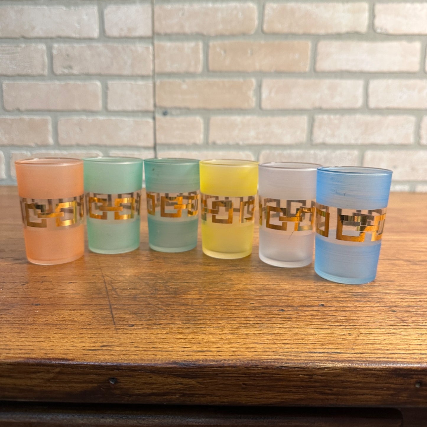 Vintage Mid Century Frosted MCM Bartlett Collins Punch Glasses Set 3-1/2" T