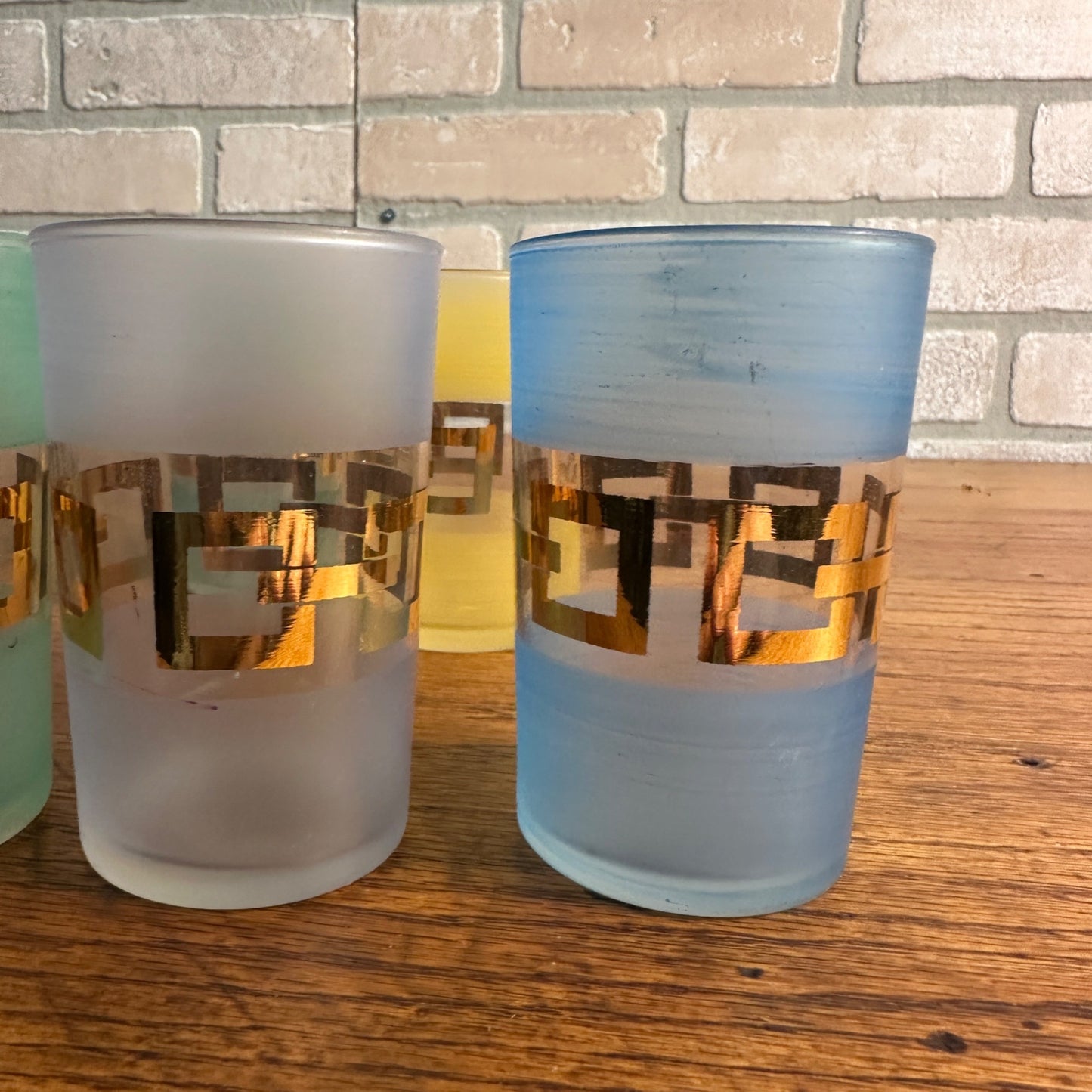 Vintage Mid Century Frosted MCM Bartlett Collins Punch Glasses Set 3-1/2" T