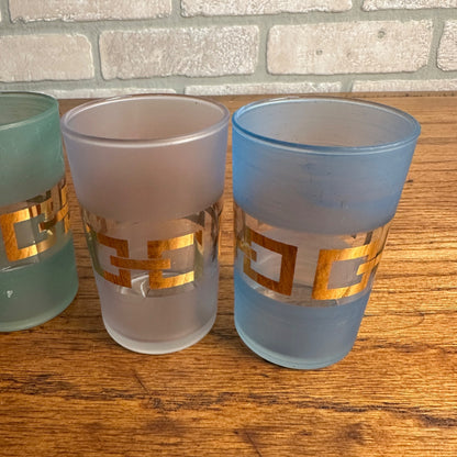 Vintage Mid Century Frosted MCM Bartlett Collins Punch Glasses Set 3-1/2" T