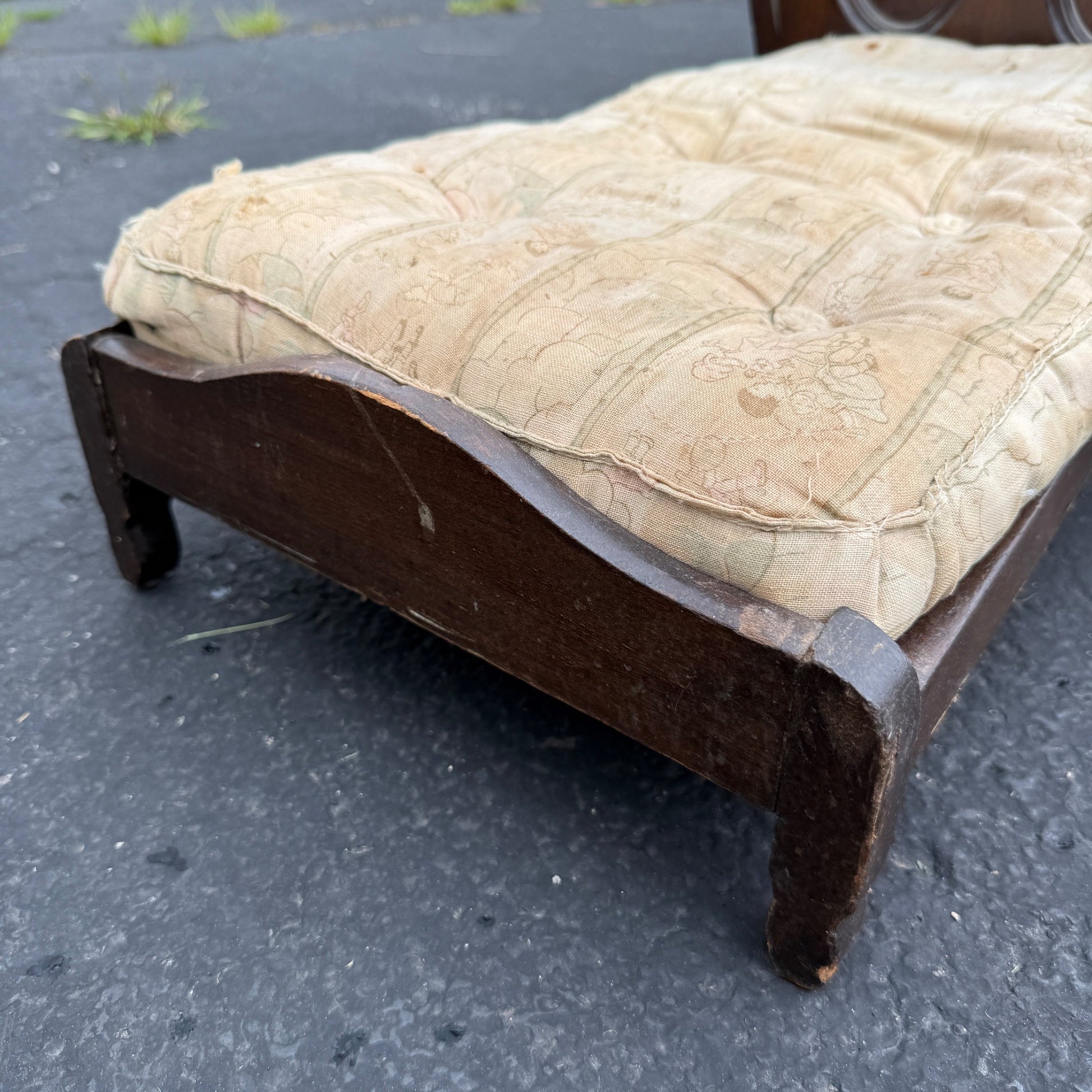 Antique 1900s Victorian Eastlake Doll Bed Wooden Furniture 20" Long