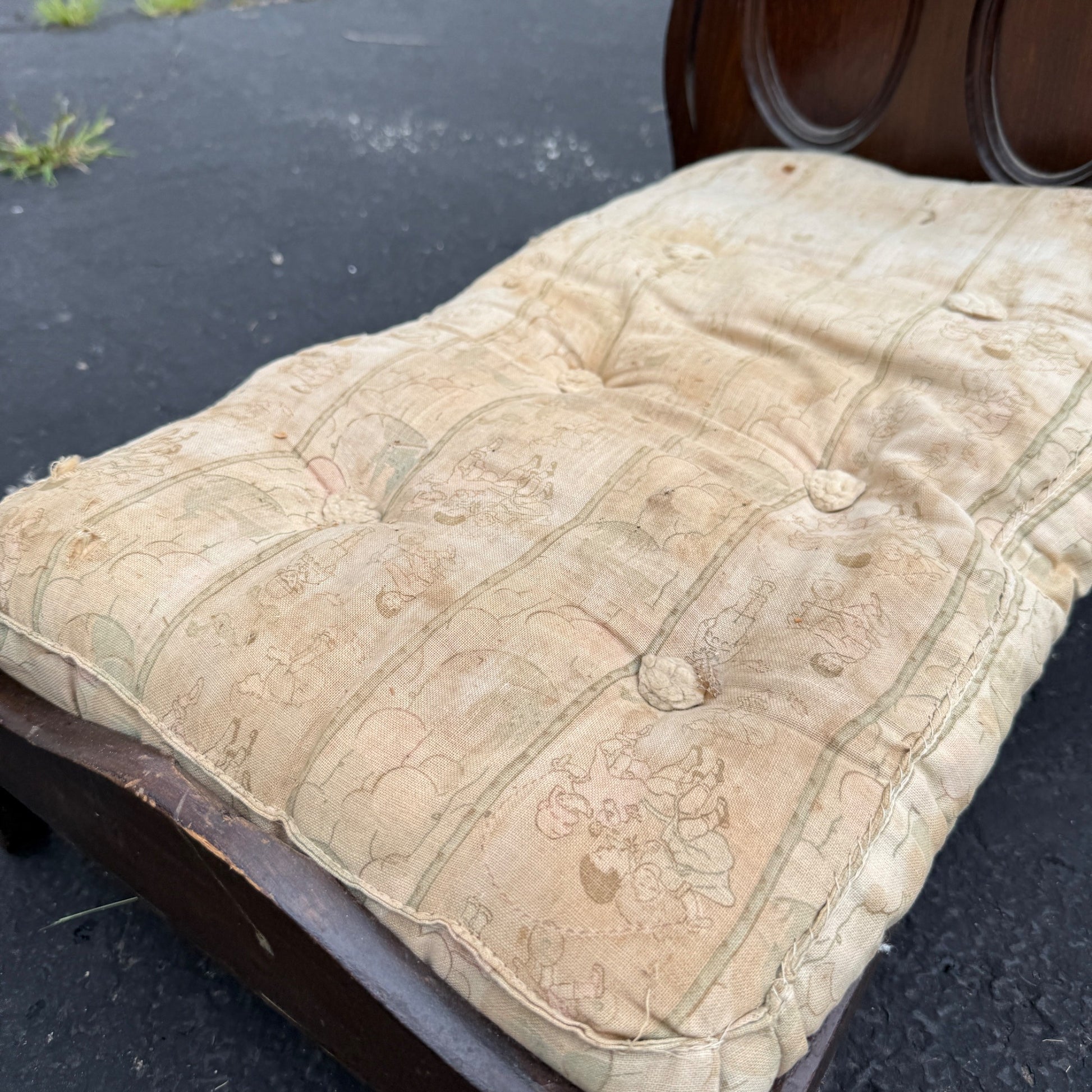 Antique 1900s Victorian Eastlake Doll Bed Wooden Furniture 20" Long