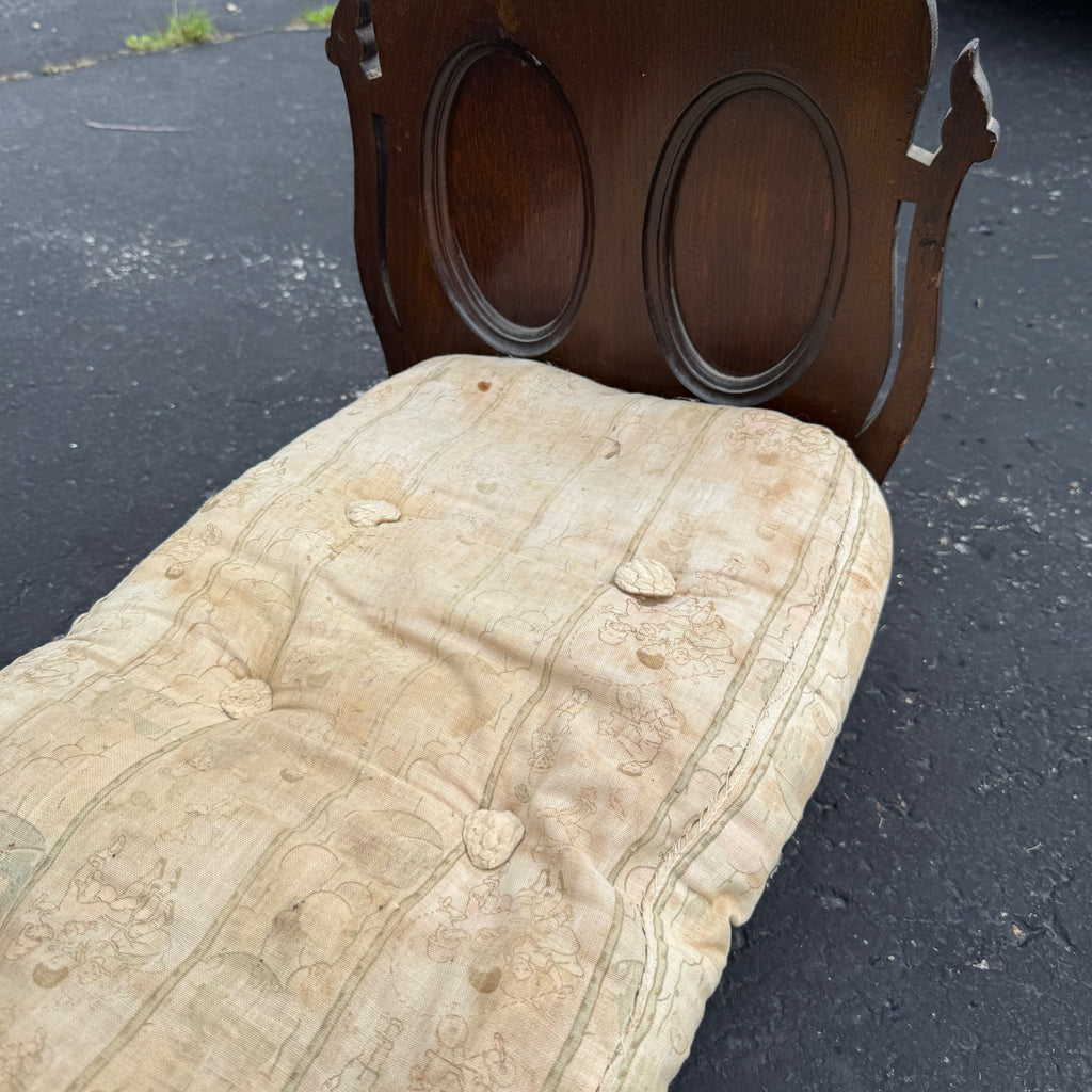 Antique 1900s Victorian Eastlake Doll Bed Wooden Furniture 20" Long