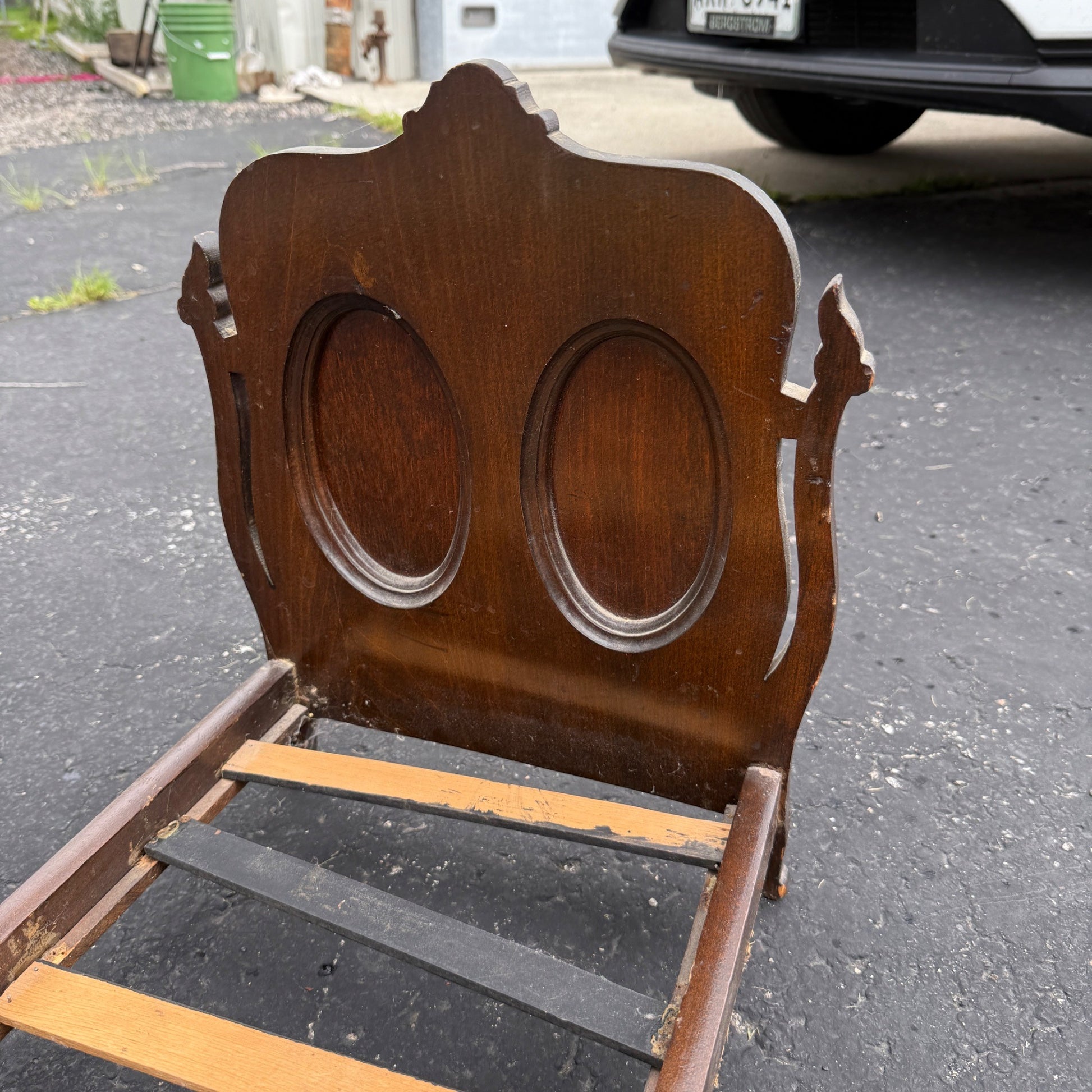 Antique 1900s Victorian Eastlake Doll Bed Wooden Furniture 20" Long