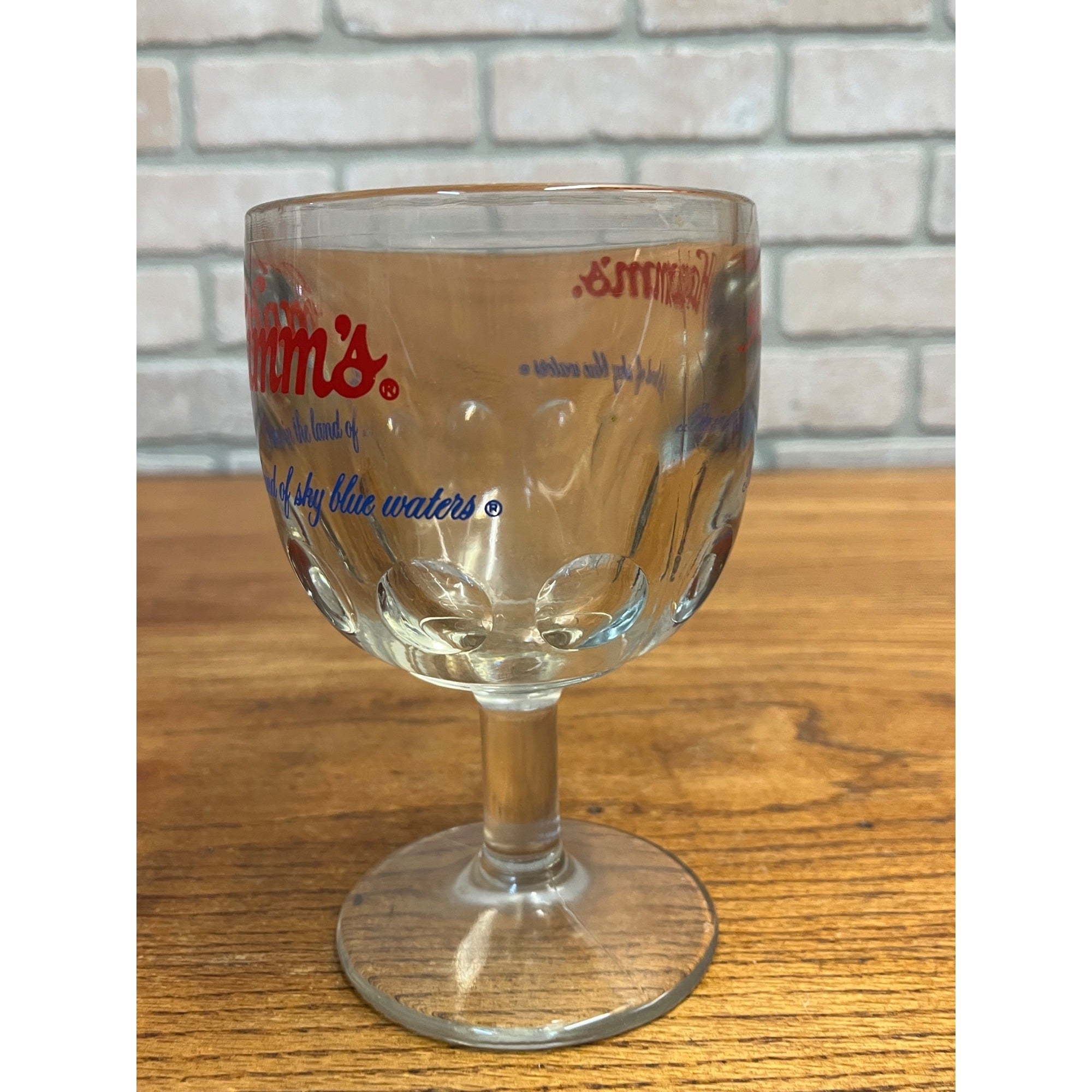 Vintage Hamm’s Beer Goblet Thumbprint Heavy Stemmed Schooner Glass 6" Barware