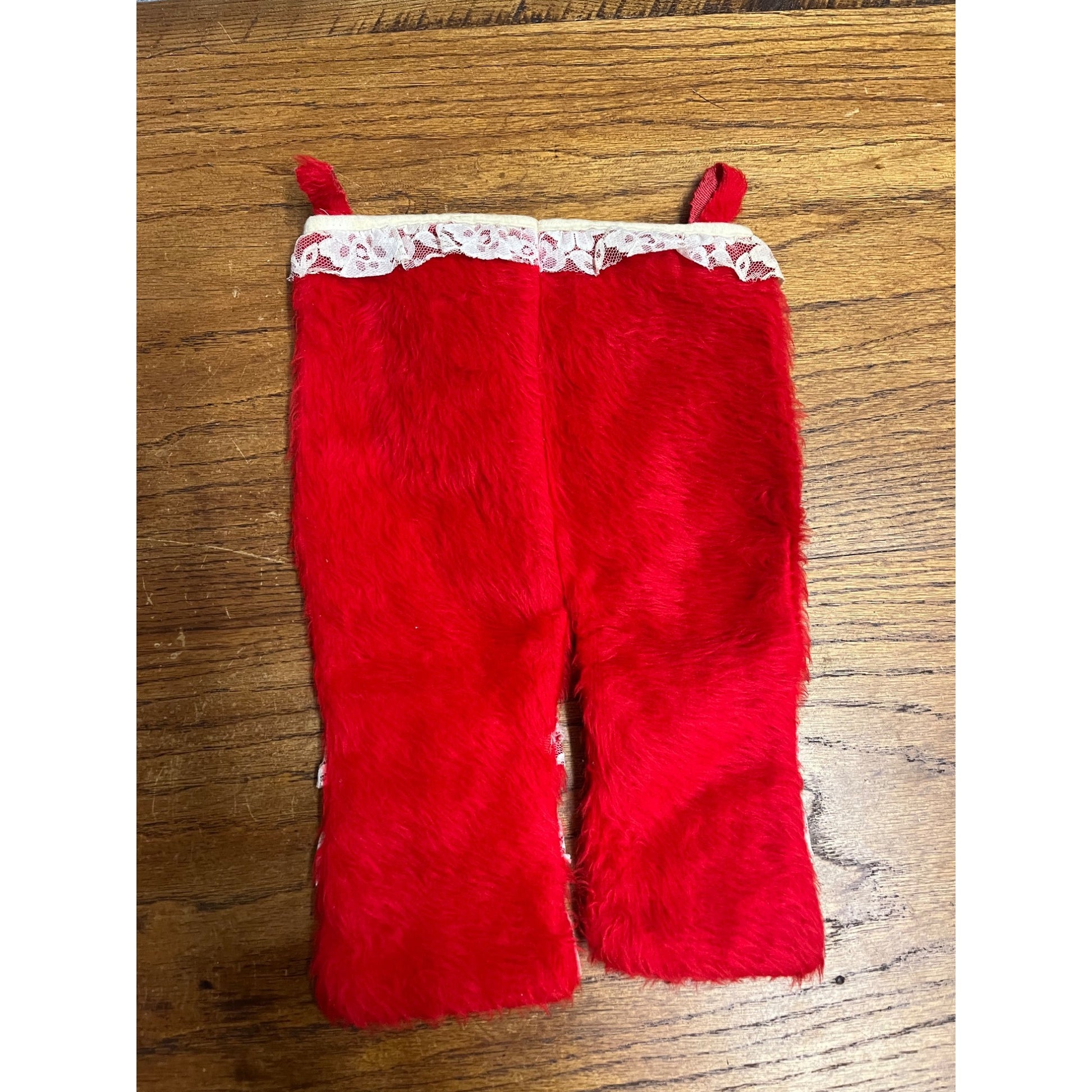 Vintage Christmas Red Faux Fur & Lace Mrs. Claus Bloomers Santa Pants Stocking