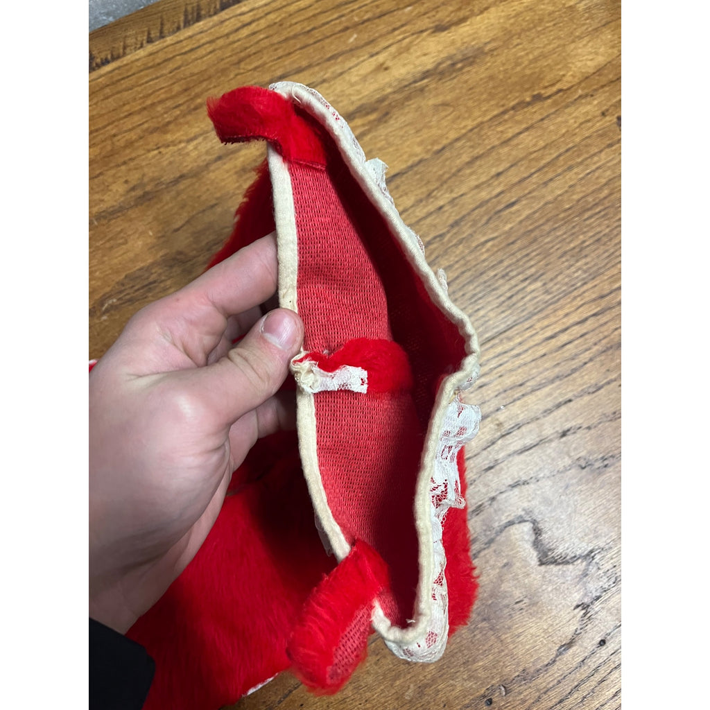 Vintage Christmas Red Faux Fur & Lace Mrs. Claus Bloomers Santa Pants Stocking