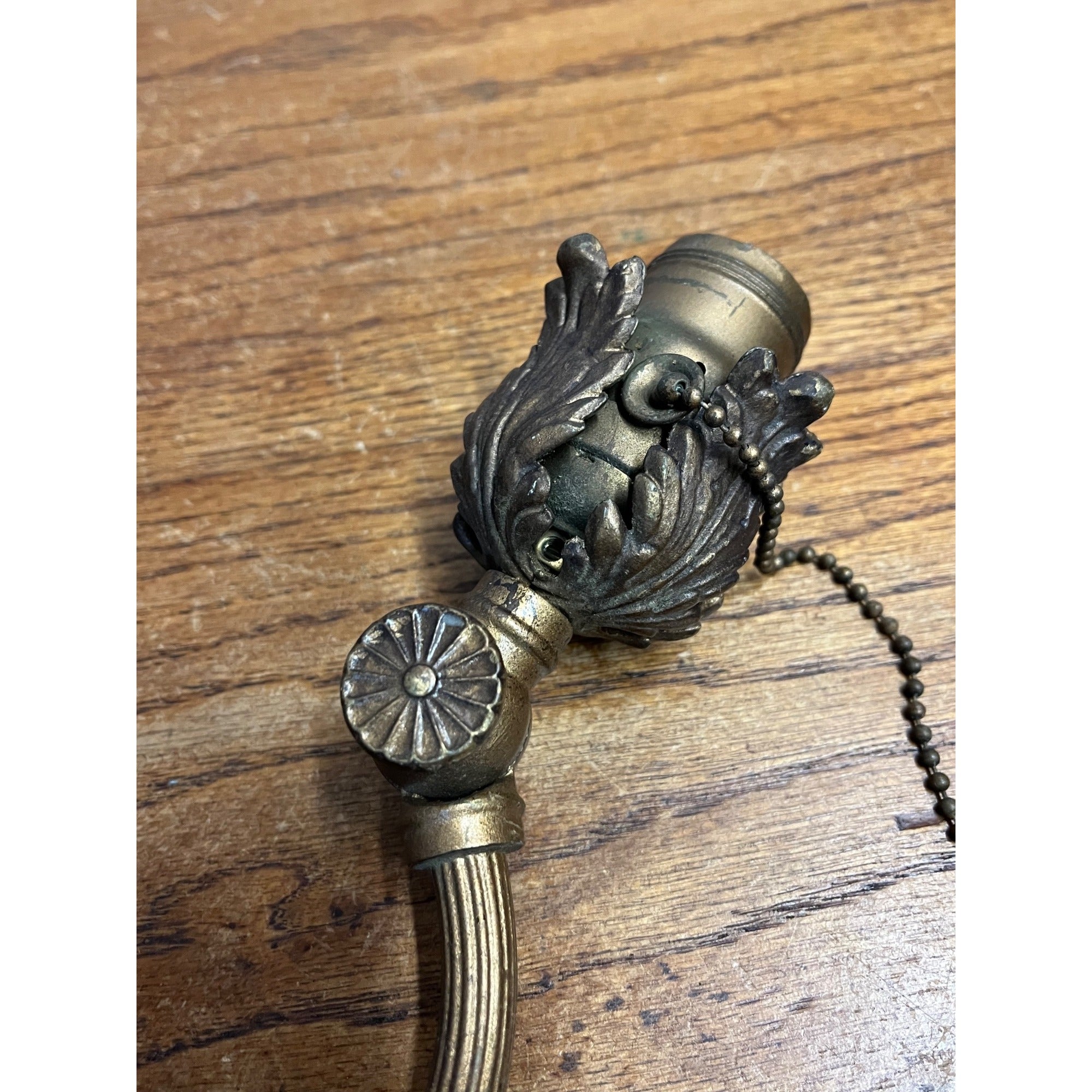 Antique Bridge Arm Floor Lamp Part Titling Socket Head Ornate Victorian 13"