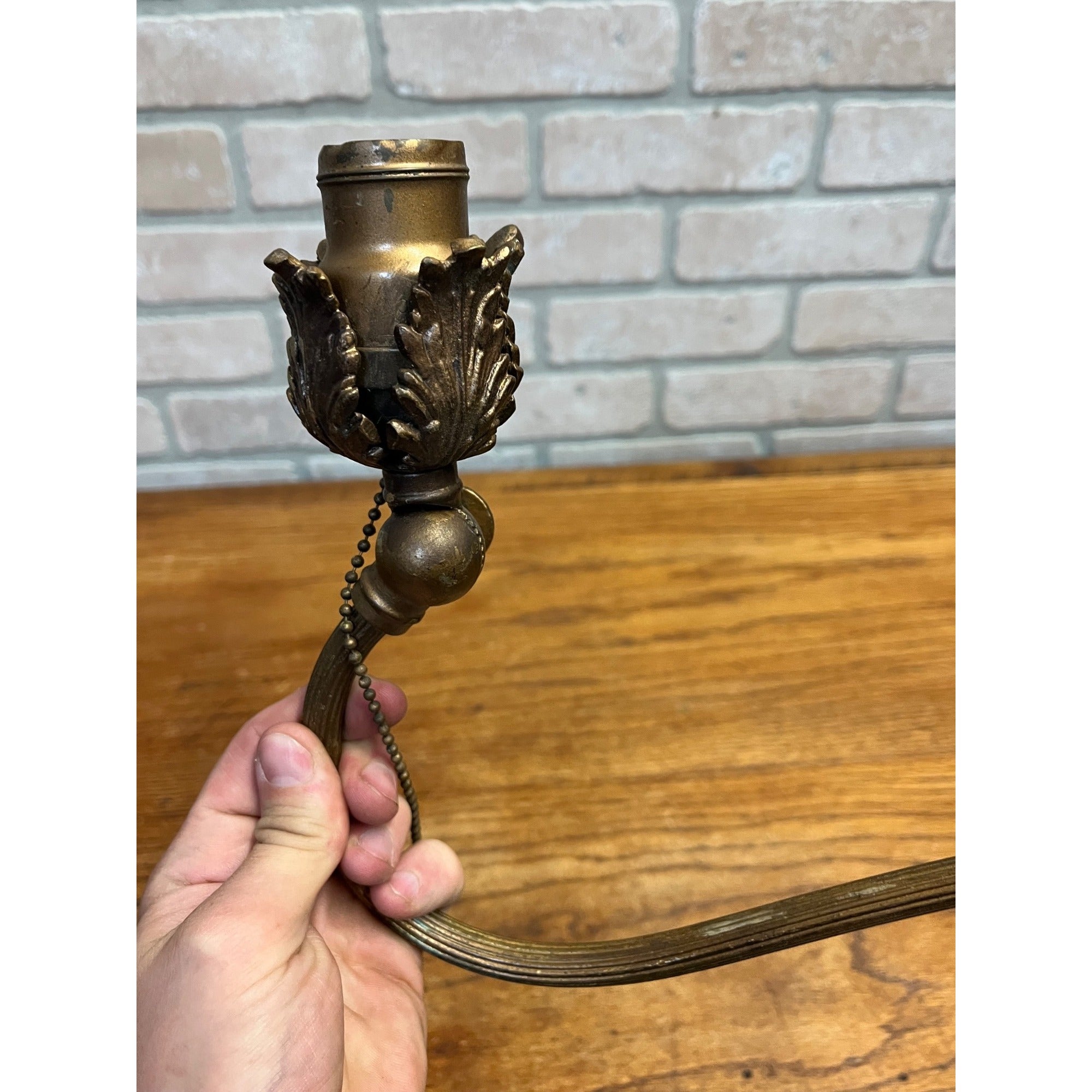 Antique Bridge Arm Floor Lamp Part Titling Socket Head Ornate Victorian 13"