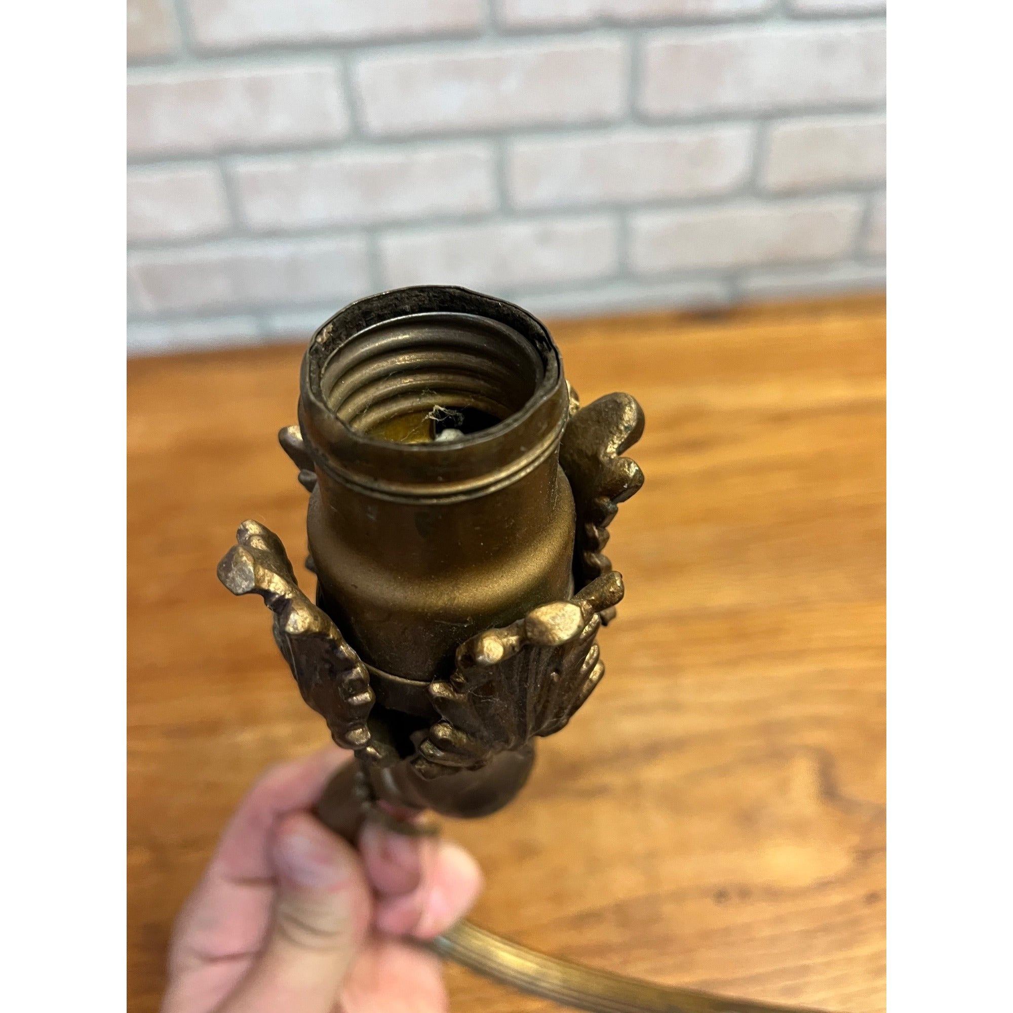 Antique Bridge Arm Floor Lamp Part Titling Socket Head Ornate Victorian 13"