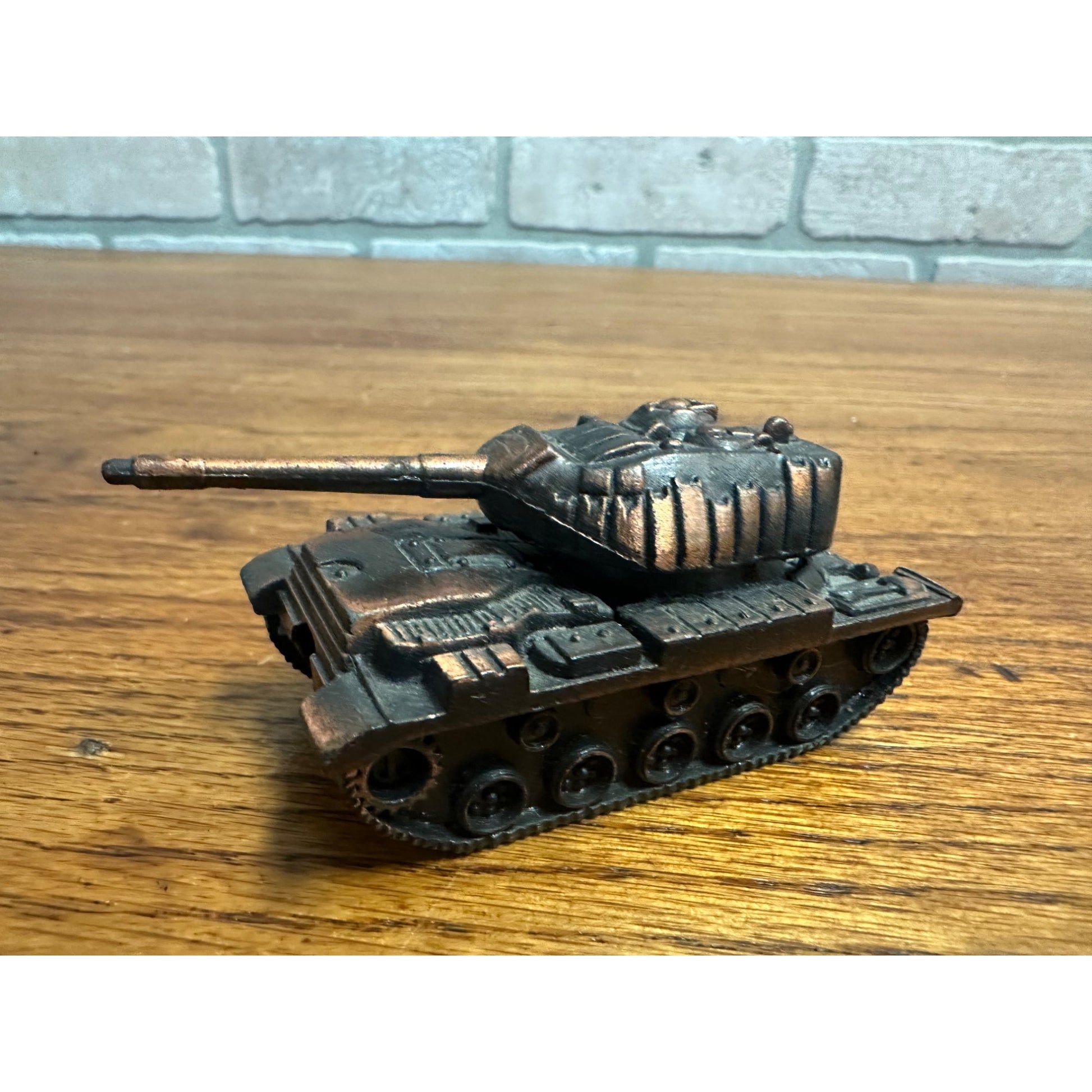 Vintage Metal Diecast Miniature Army Tank Pencil Sharpener Copper Flashed