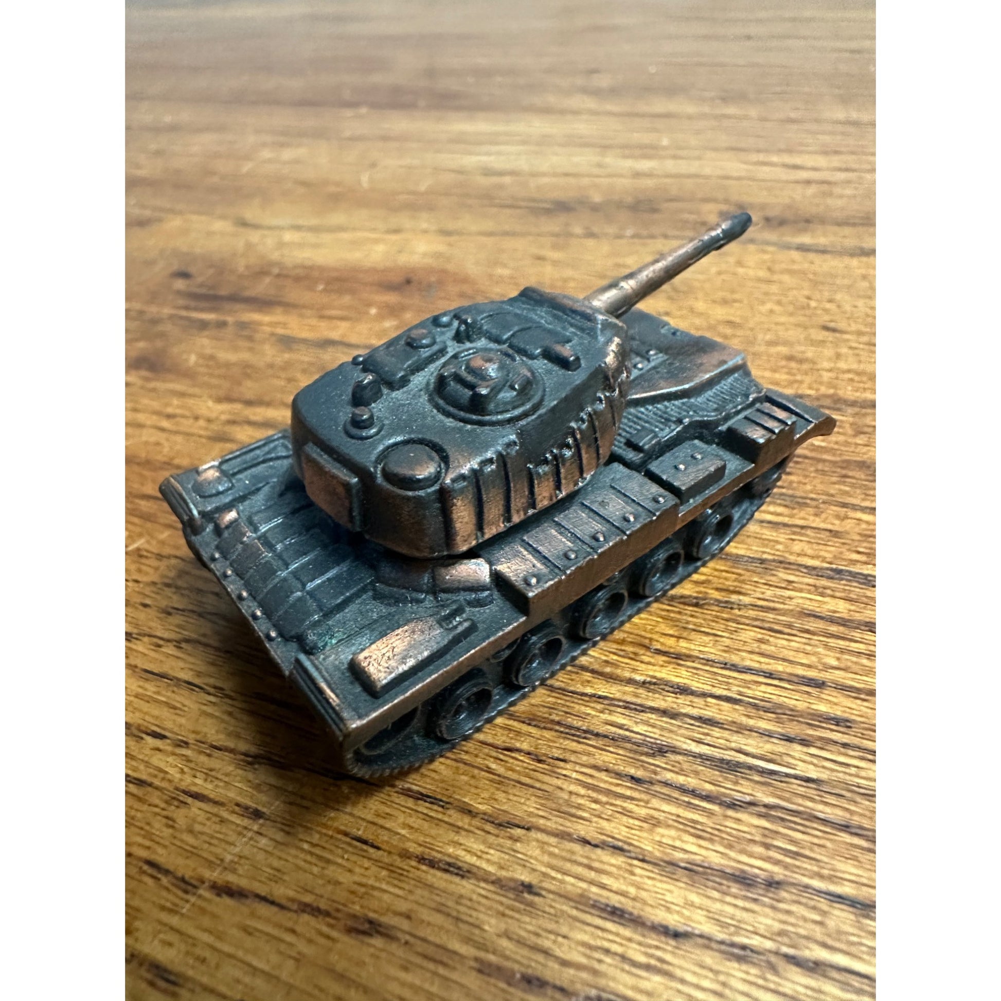 Vintage Metal Diecast Miniature Army Tank Pencil Sharpener Copper Flashed