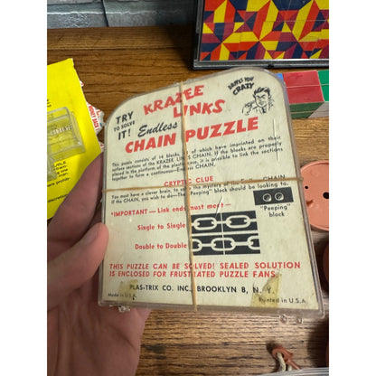 Vintage 1970s-80s Brain Drain Teaser Puzzle Dexterity Games Kohner, Plas-Trix ++