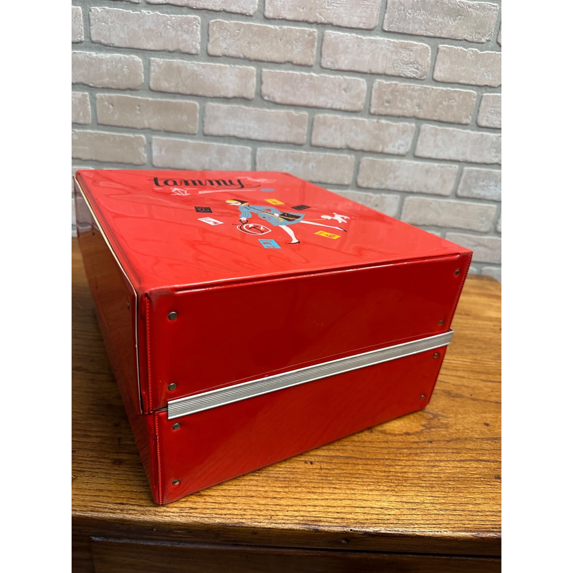 Vintage 1960s Ideal Toy Tammy Doll Red Vinyl Carrying Storage Case Travel Closet