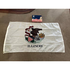 Vintage Annin NYL-GLO ILLINOIS FLAG 3x5' 100% polyester BALD EAGLE 1868 1818