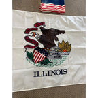Vintage Annin NYL-GLO ILLINOIS FLAG 3x5' 100% polyester BALD EAGLE 1868 1818