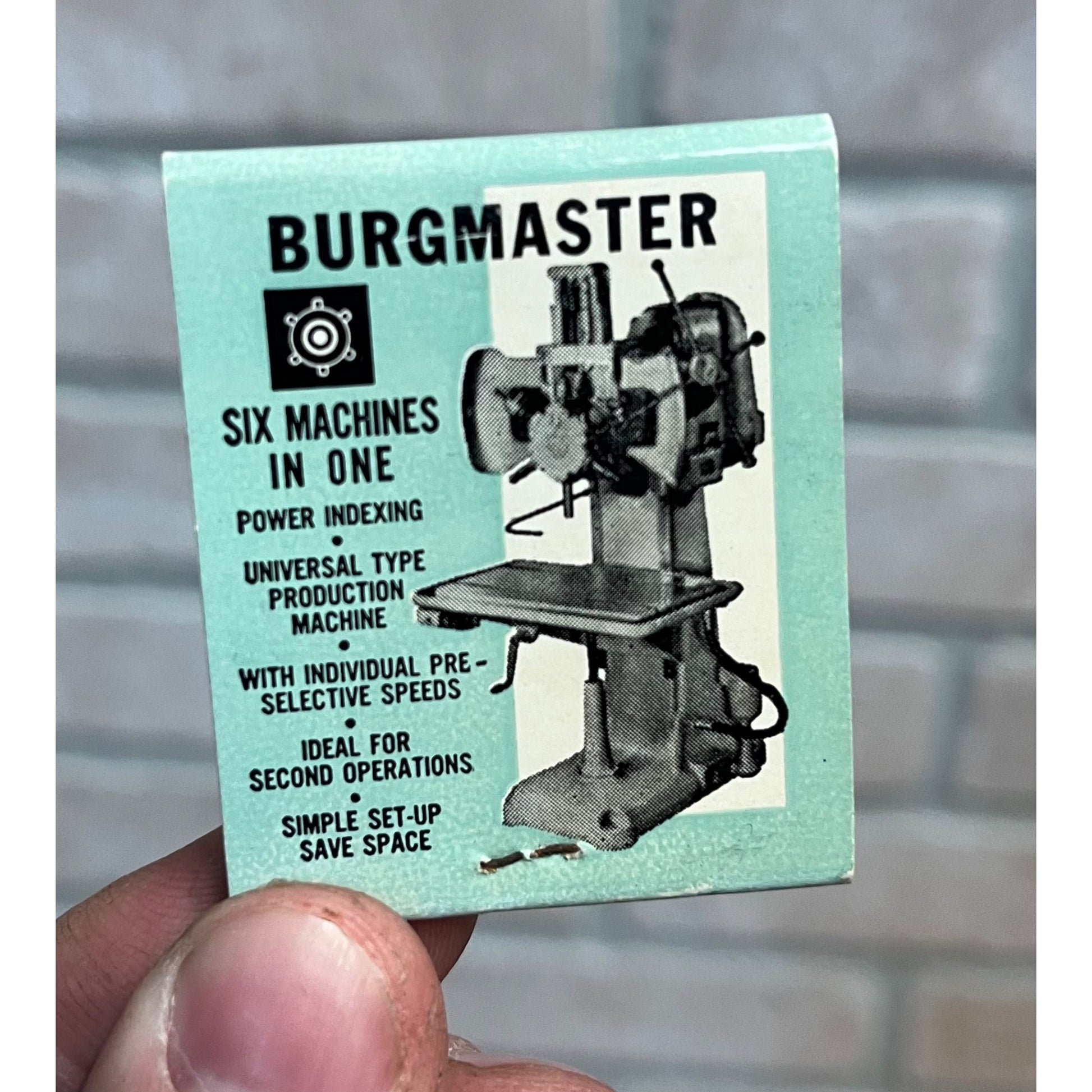 Vintage Burgmaster Matchbook Full Unused Burg Toll Mfg Co. Drills Los Angeles