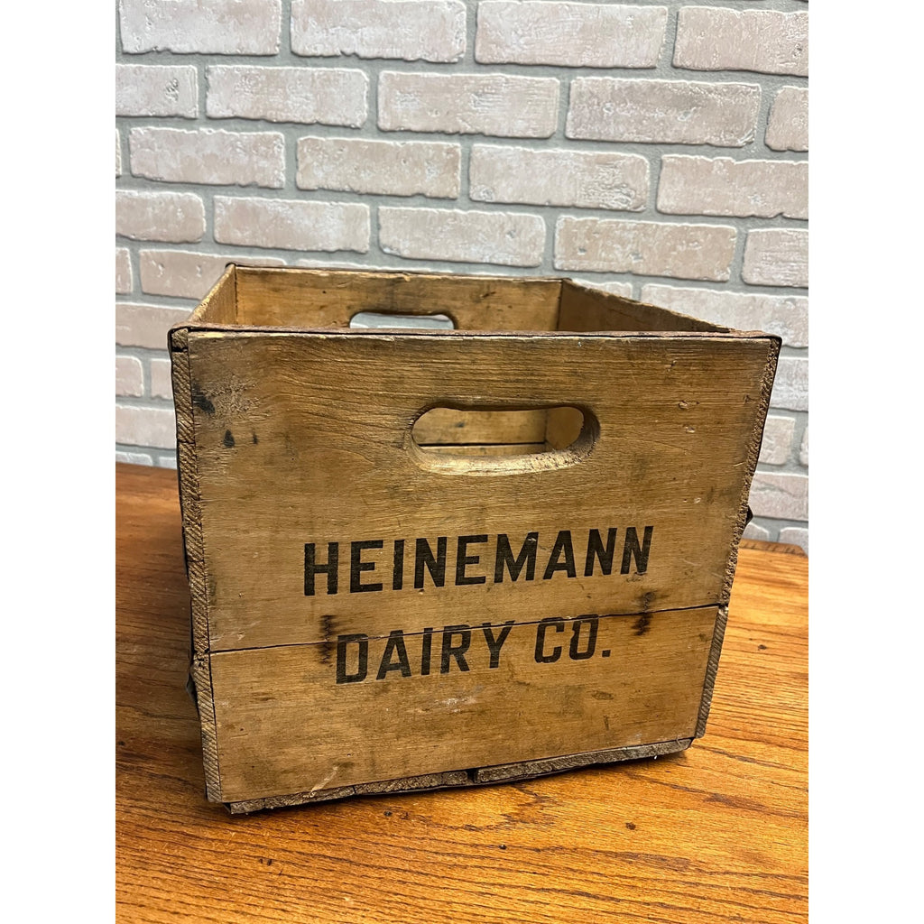 Vintage Heinemann Dairy Co Wooden Crate Kewaskum Wisconsin Milk Crate