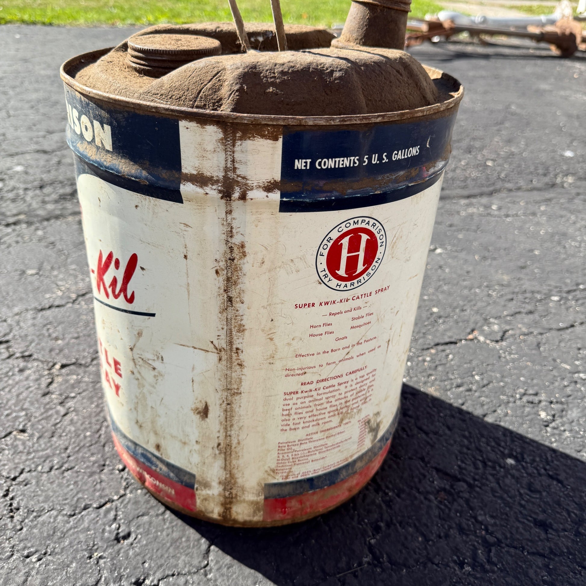 VTG Harrison Oil Kwik Kil Cattle Spray Farm Oil Can 5 Gallon Milwaukee Wisconsin
